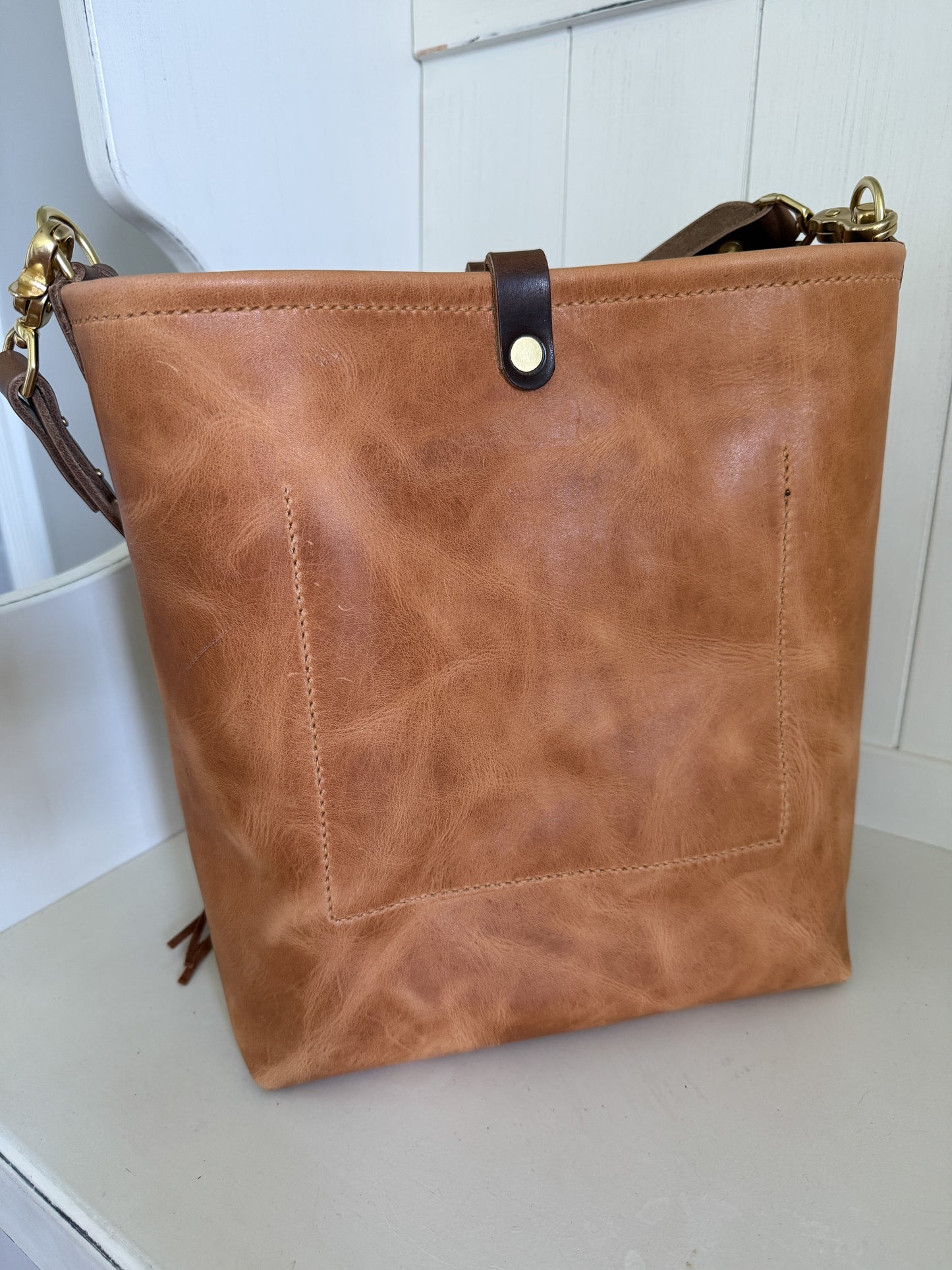 Western Bennett Bucket in Horween Natural Derby w/fringe