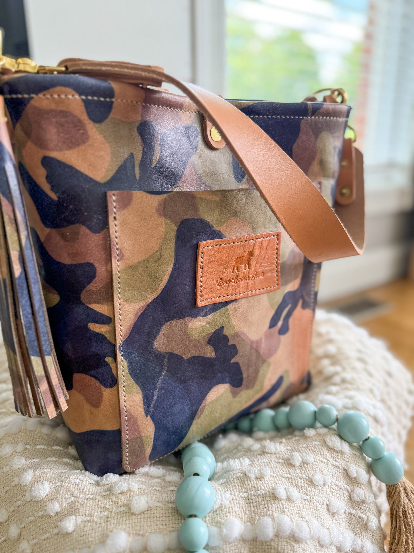 Bennett Bucket in Full Grain Camo Vegetable Tanned Leather