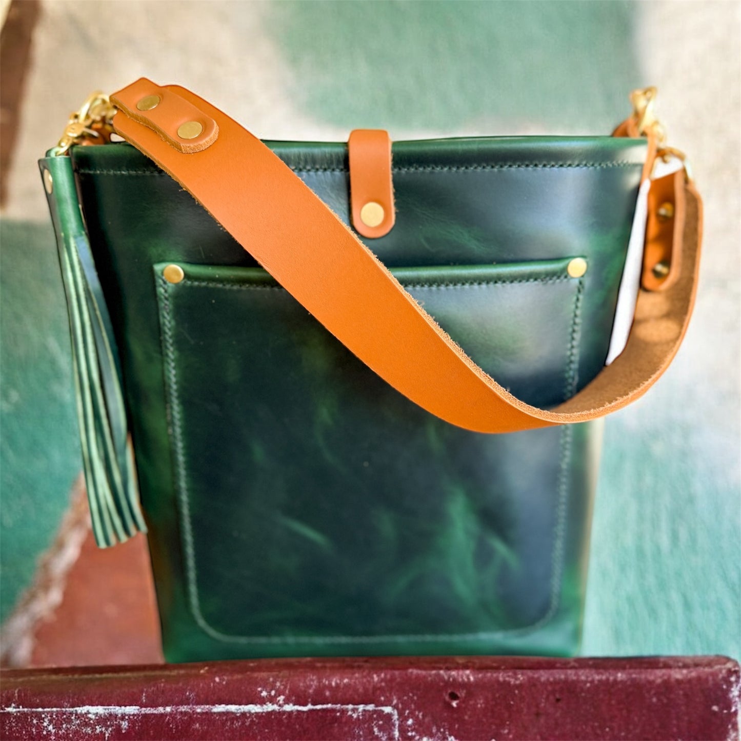 Bennett Bucket in Emerald Horween Puttman Leather