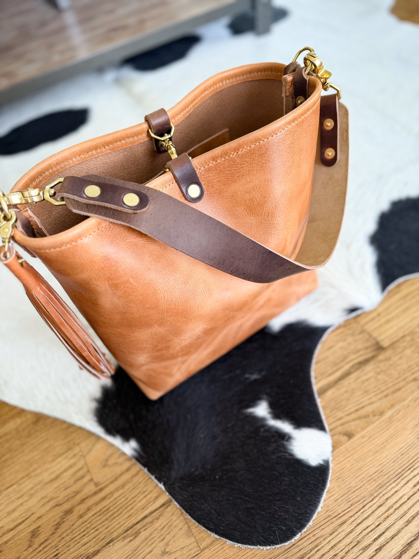 Hobo Bucket in Light Natural Horween Derby