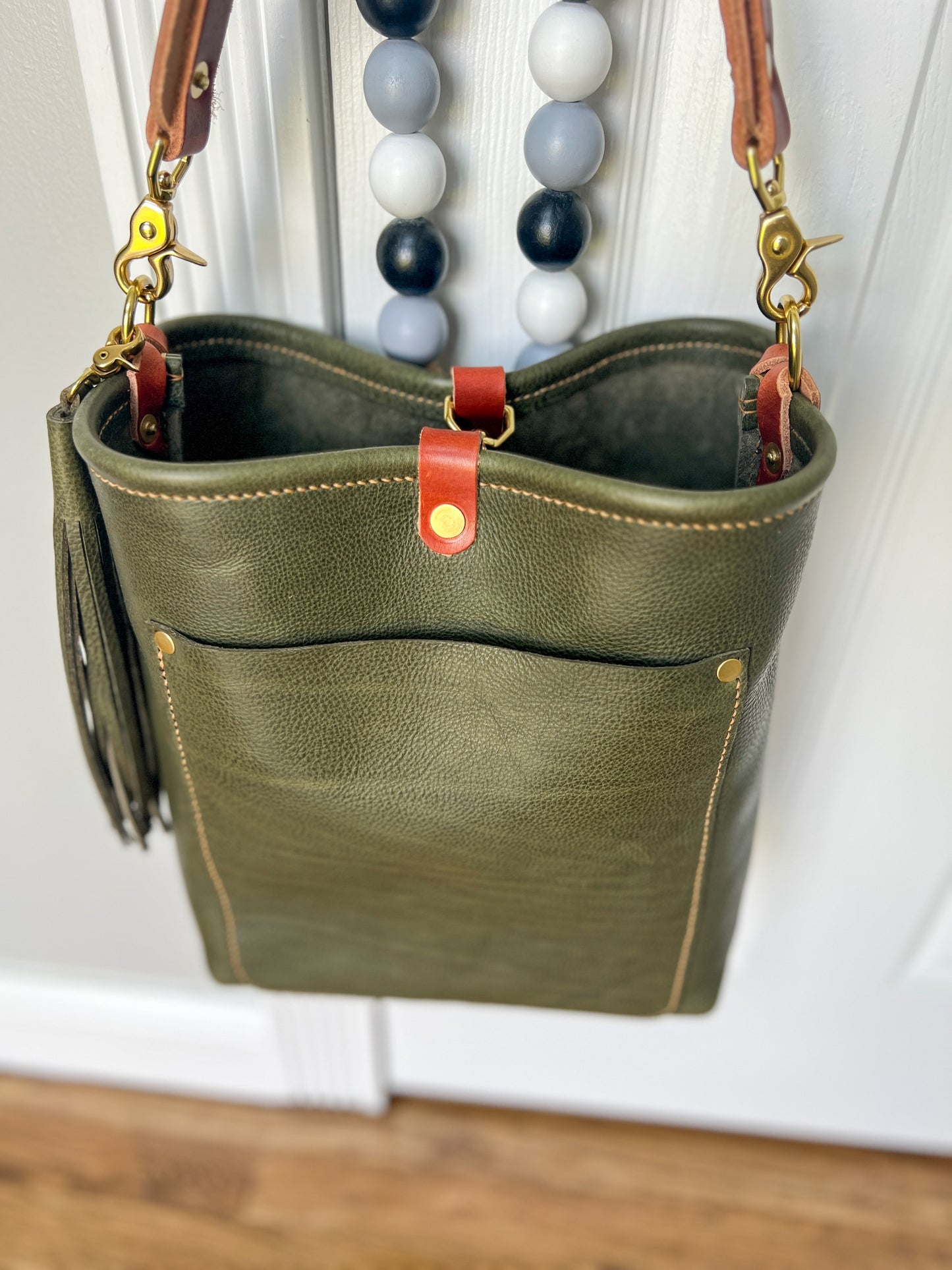 Bennett Bucket in Italian Olive Vachetta Leather