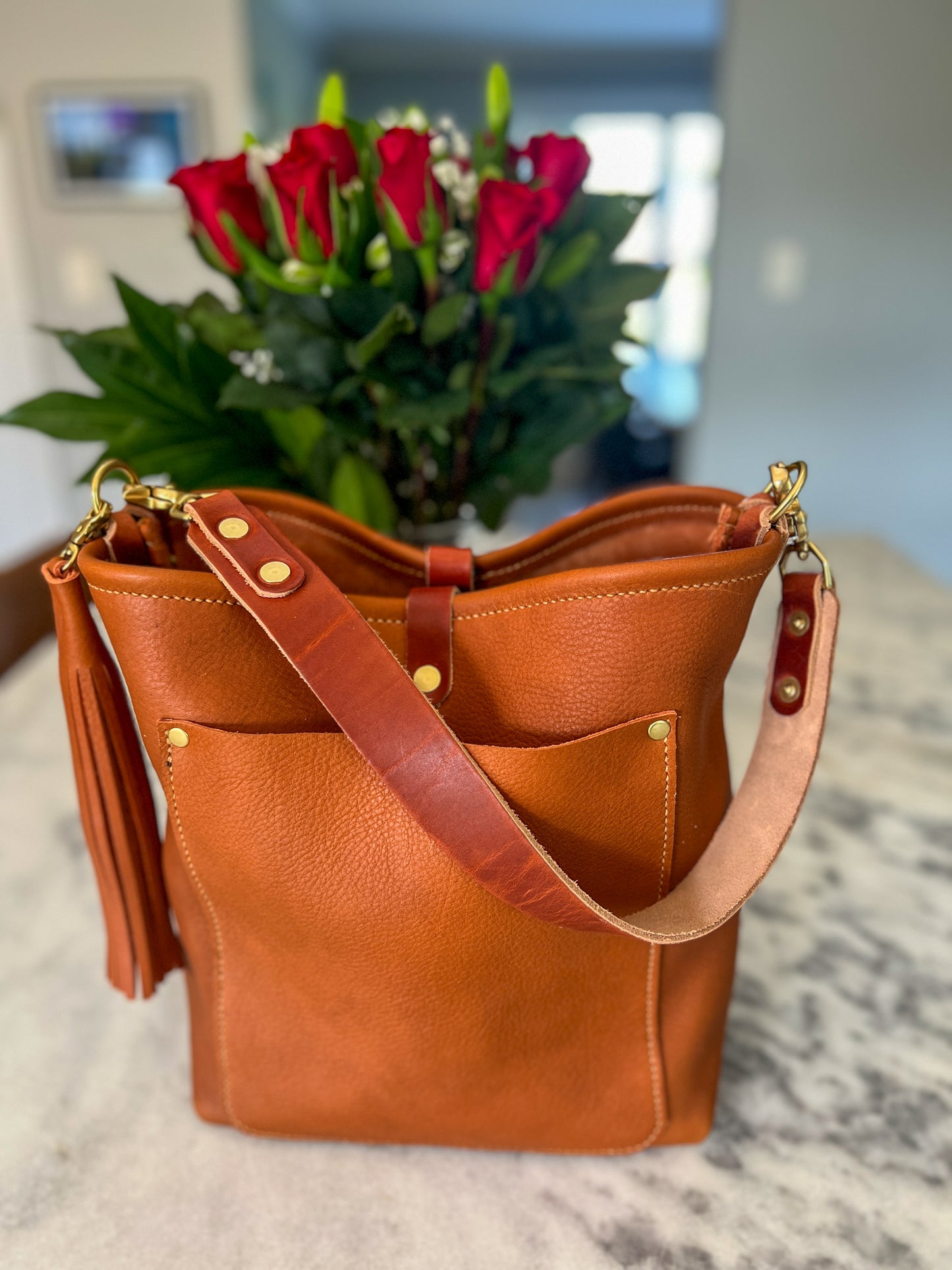 Bennett Bucket in Full Grain Cypress Leather