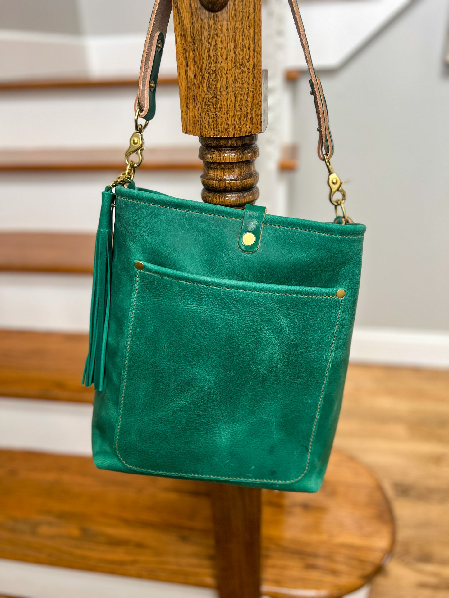 Bennett Bucket in Teal Full Grain Leather