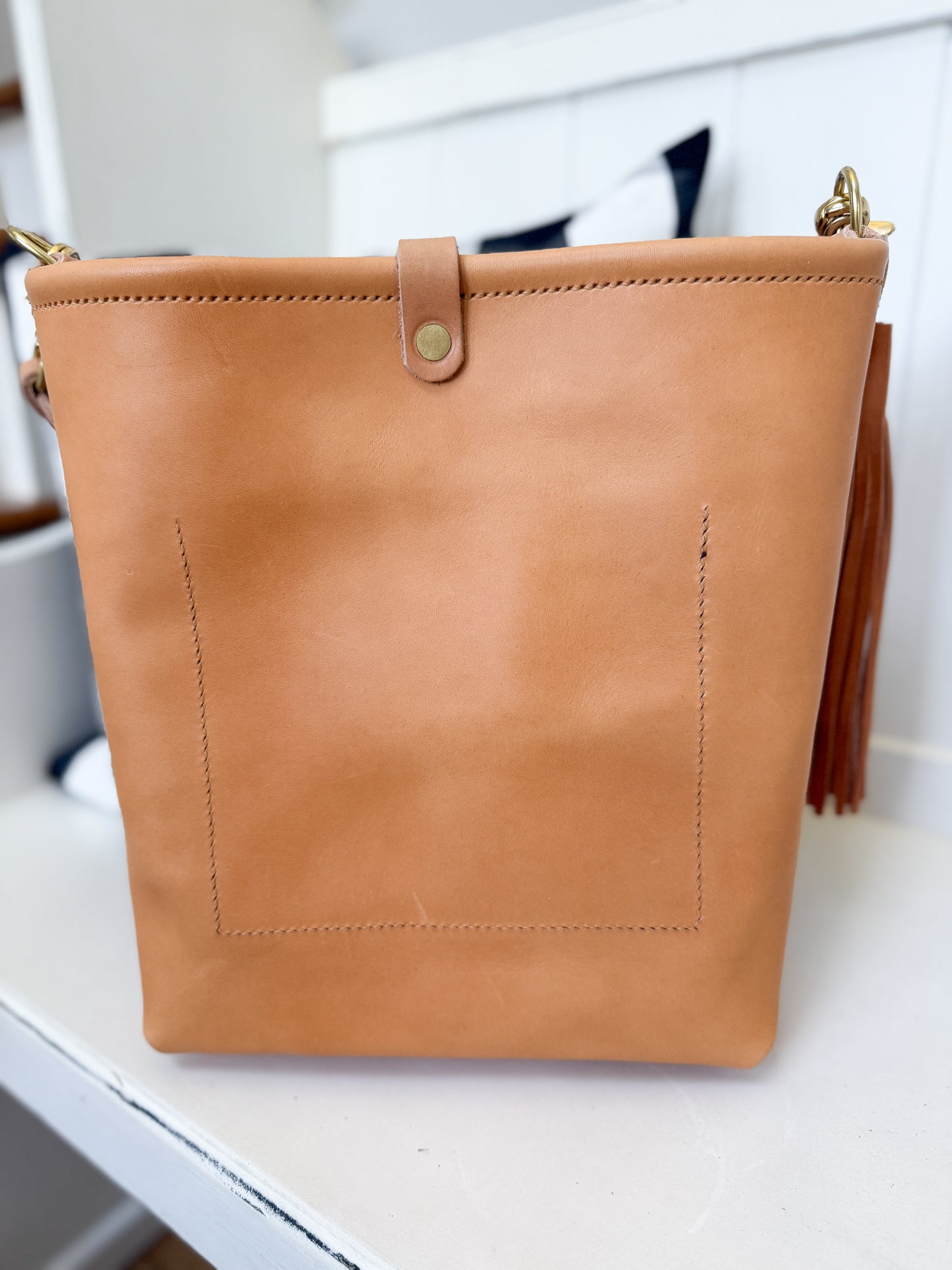 Bennett Bucket in Natural Vachetta (non-milled)
