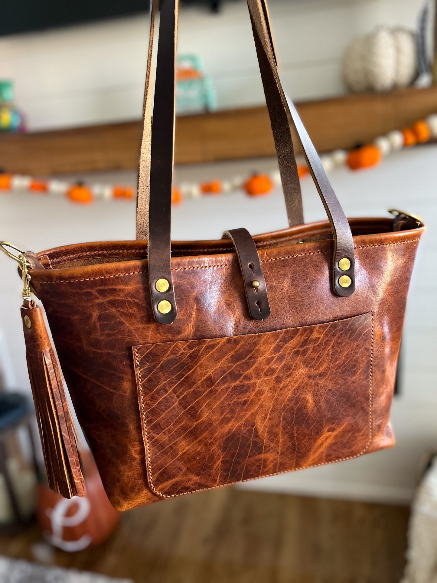 East-West Tote in Maple Glazed Bison