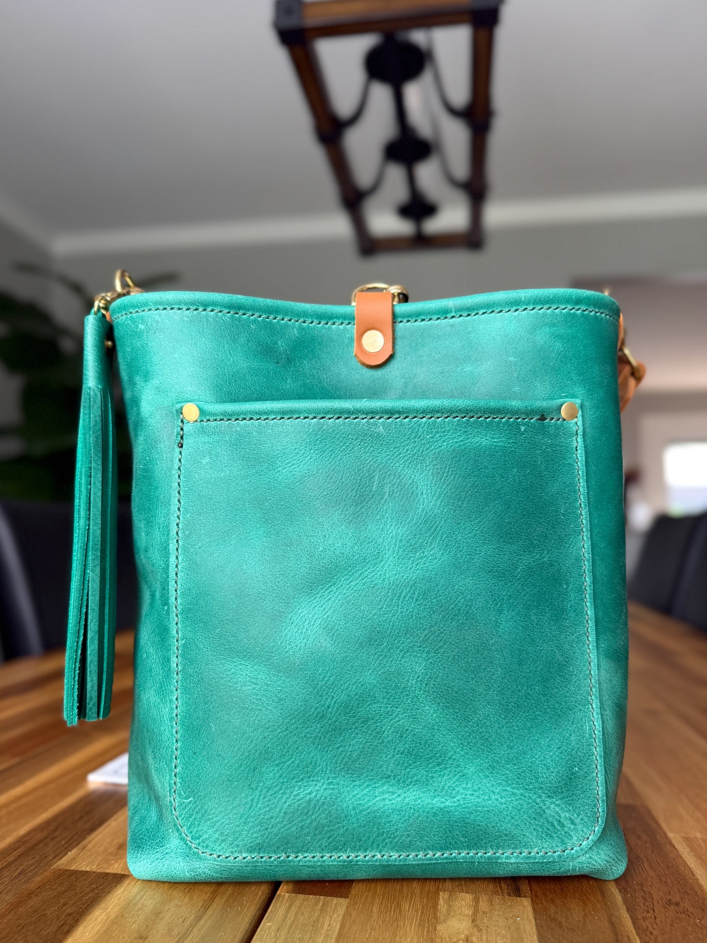 Bennett Bucket in Teal Full Grain Leather