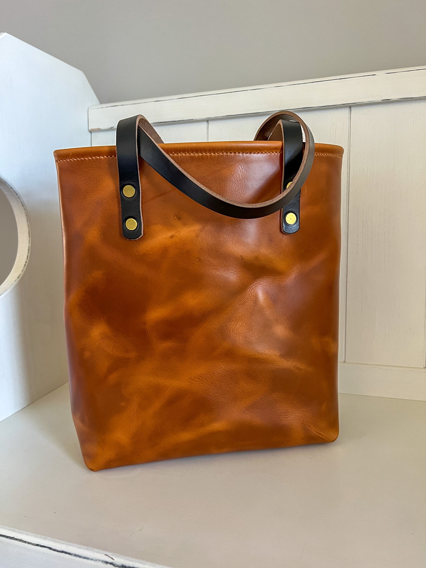 Tall Tote in Butterscotch Horween