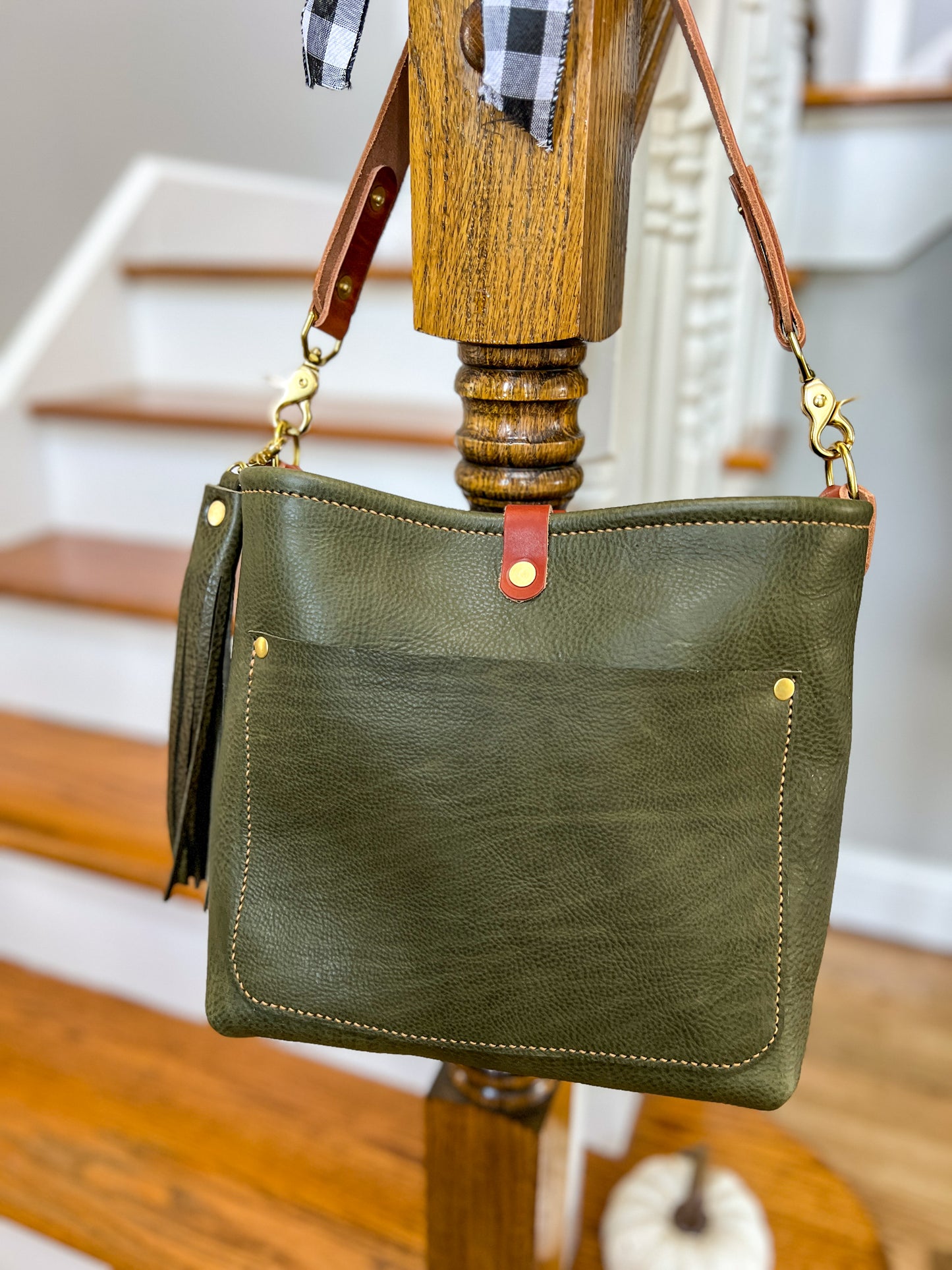 Bennett “shorty” Bucket in Olive Vachetta Full Grain Leather