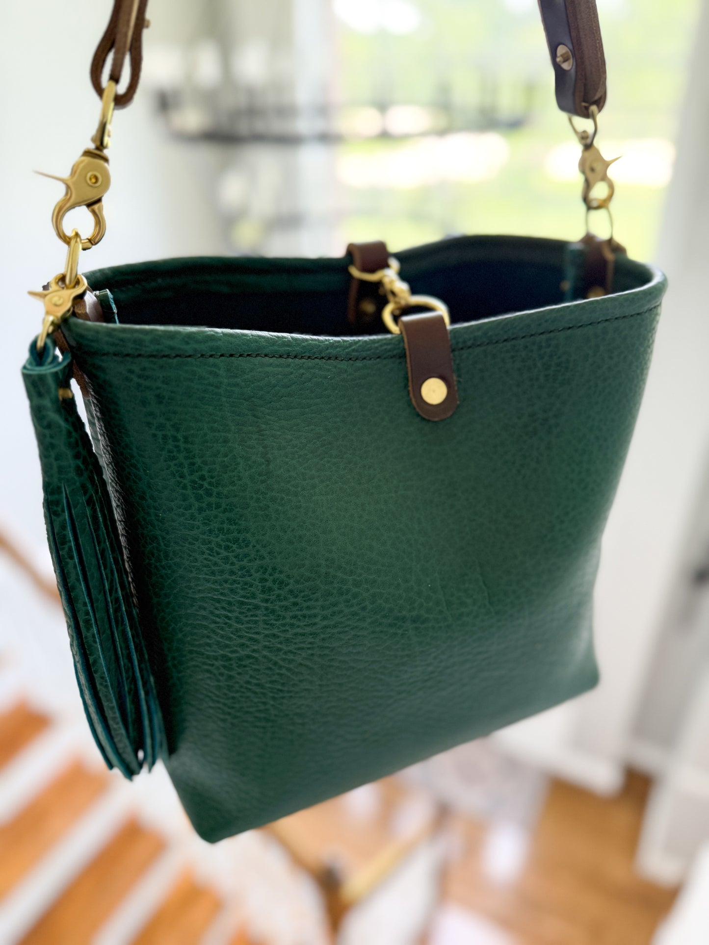 Hobo Bucket in Peacock Full Grain Bison