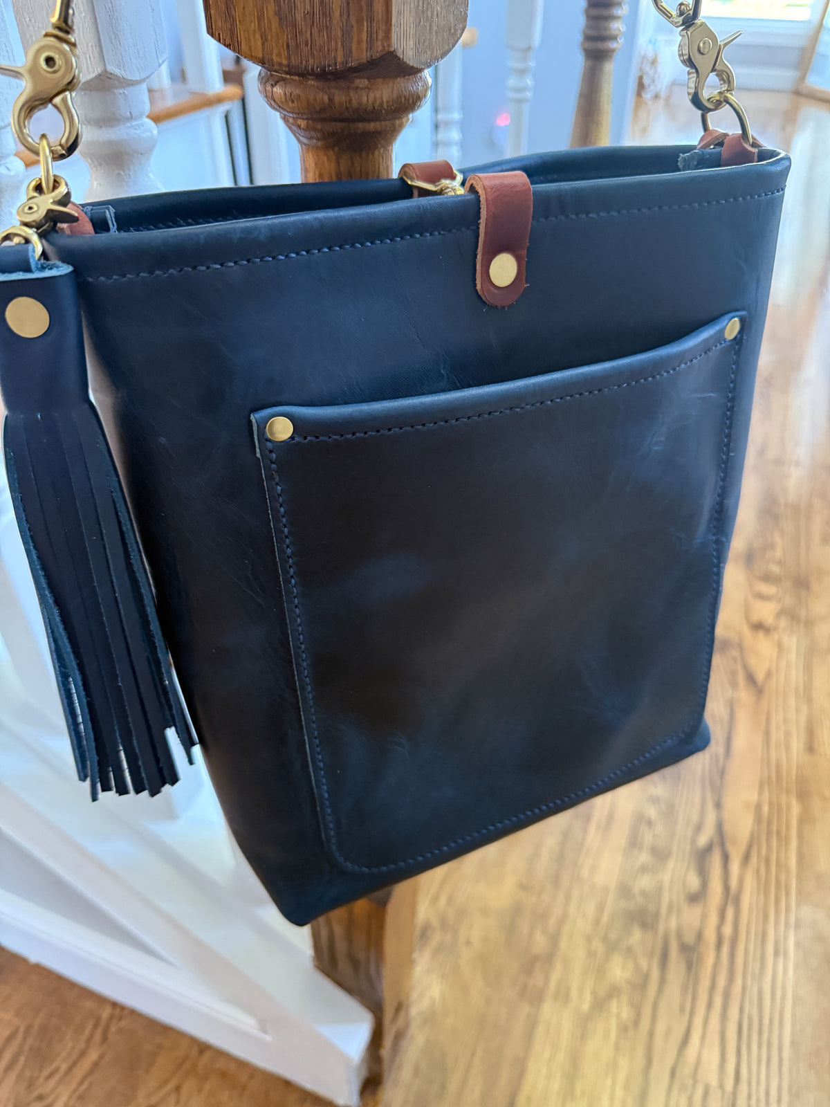 Bennett Bucket in Horween Cobalt Full Grain Leather