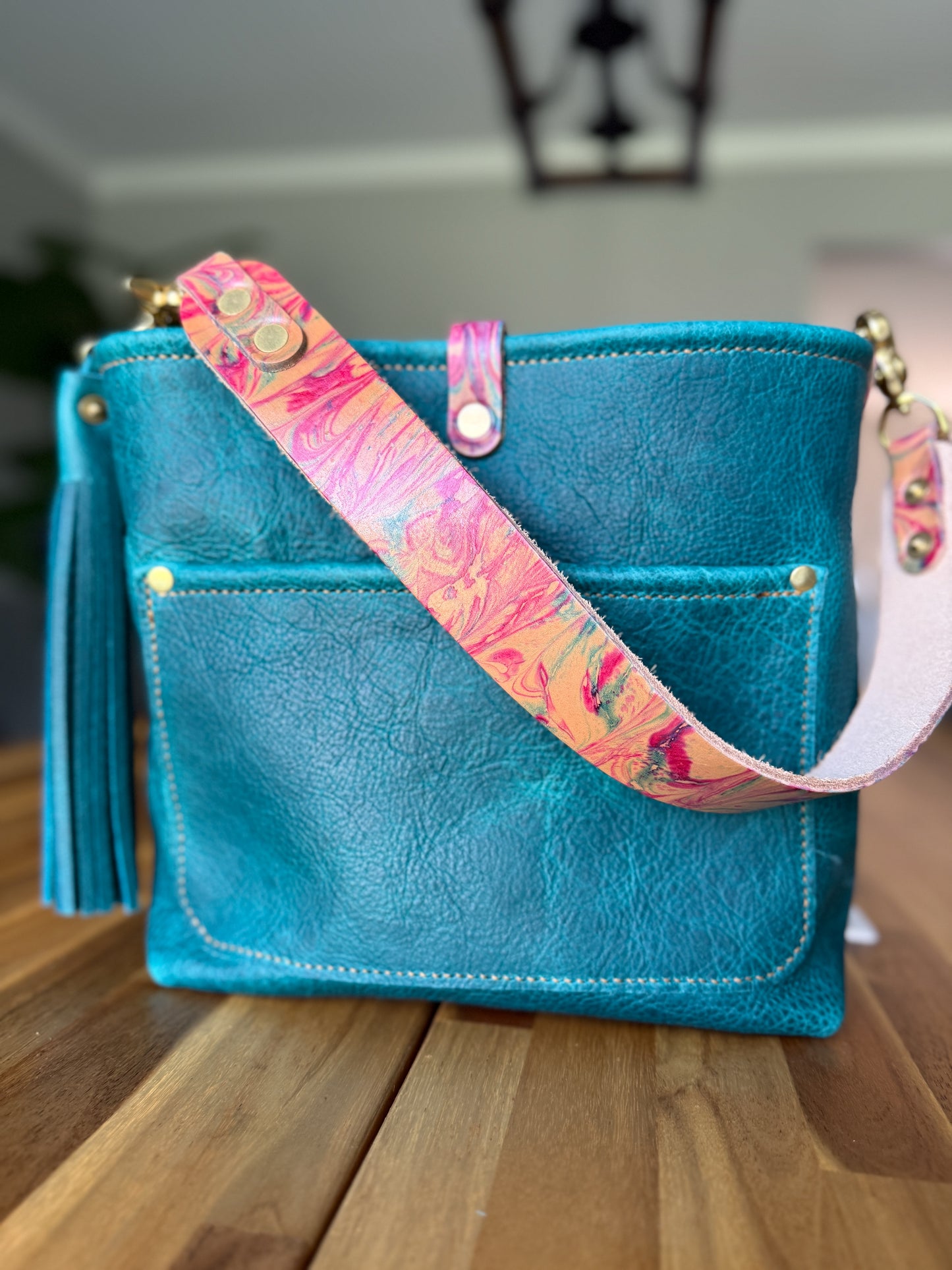 Bennett “shorty” Bucket in Blue Moon Bison w/Candy Strap