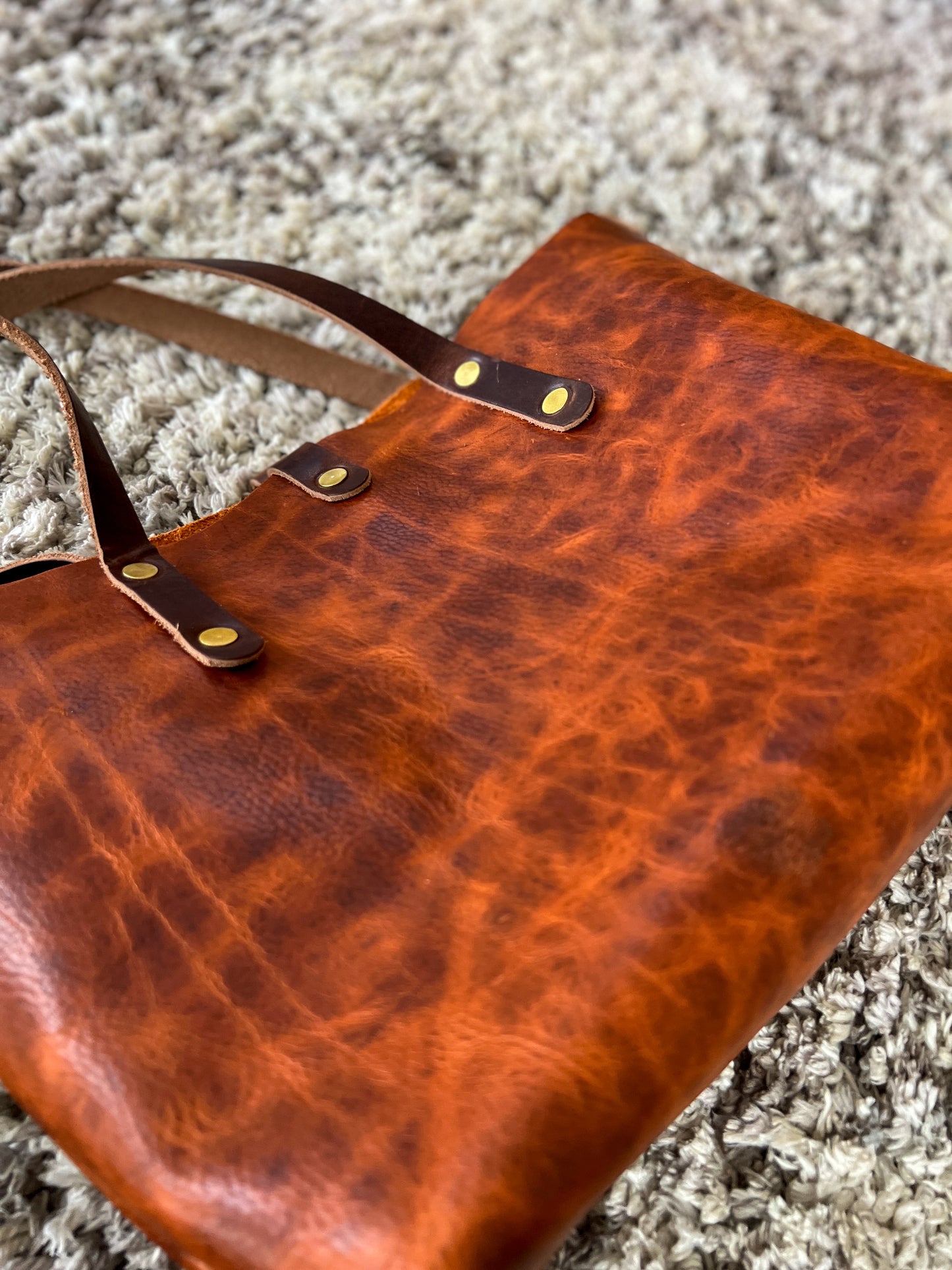 East-West Tote in Full Grain Hot Coals Leather