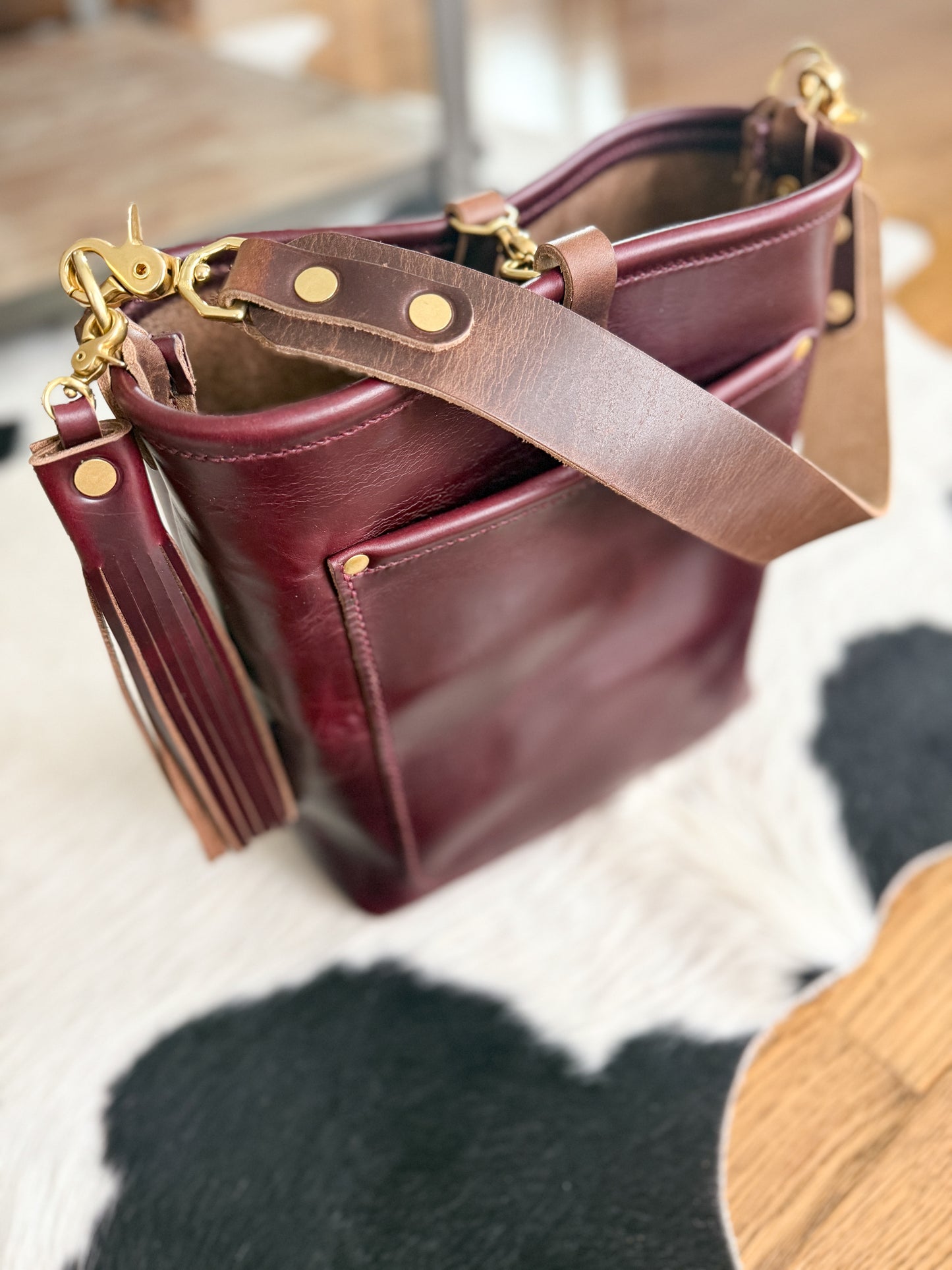 Bennett Bucket in Black Cherry Horween Chromexcel