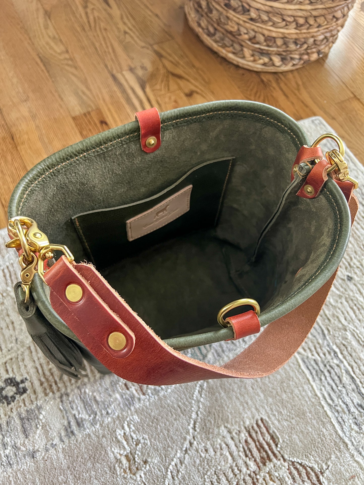 Bennett Bucket in Italian Olive Vachetta Leather