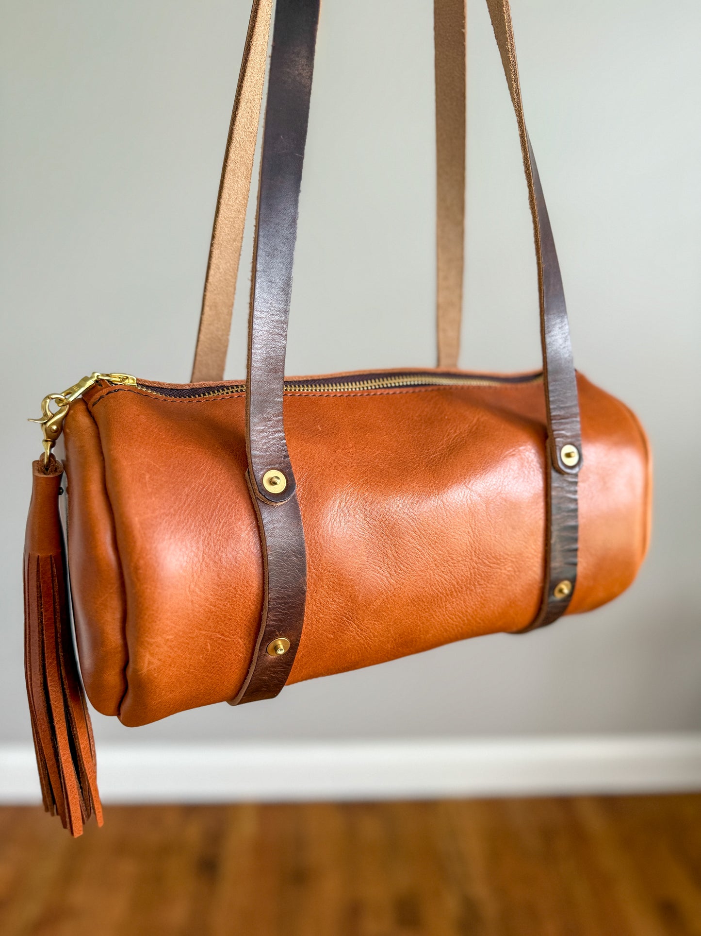 Bren Barrel in Toffee Vegetable Tanned Leather