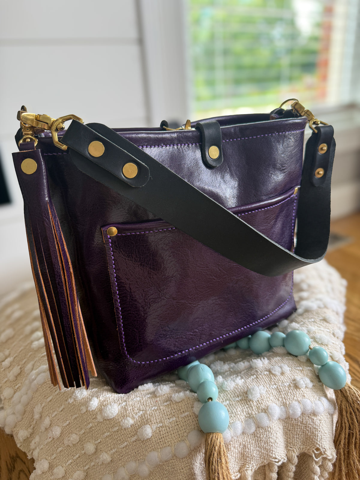 Bennett “shorty” Bucket in Eggplant Cuoio Italian Leather