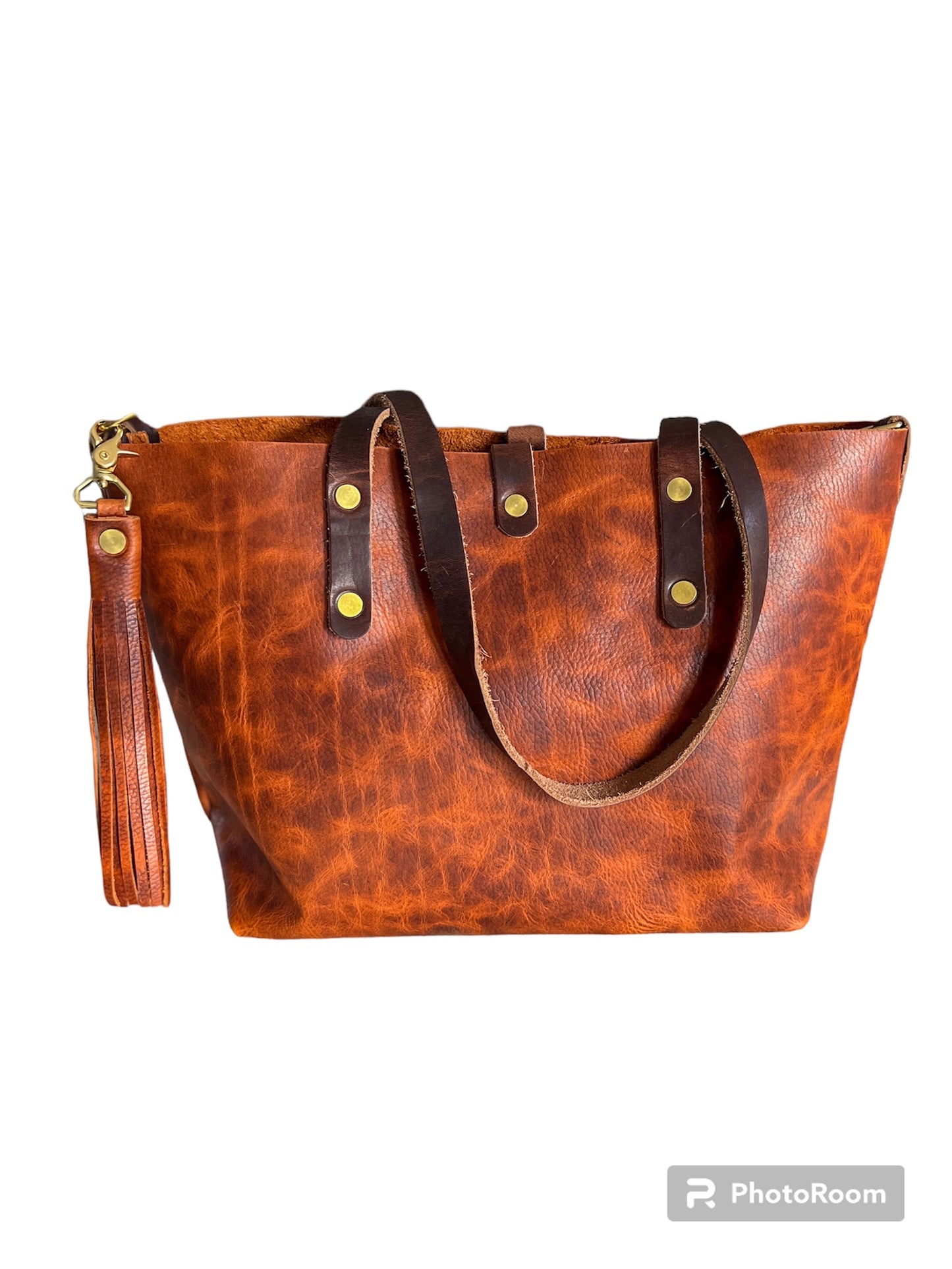 East-West Tote in Full Grain Hot Coals Leather