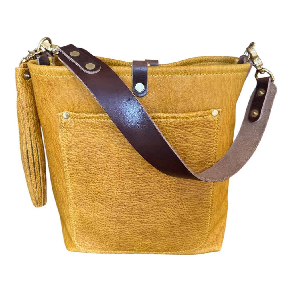 Bennett Bucket in Goldenrod Full Grain Bison
