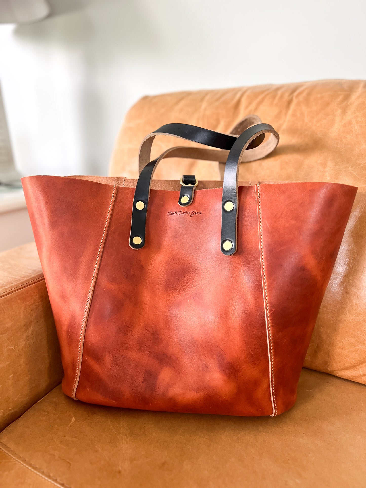 Large Shopper Tote in Horween English Tan Derby Leather