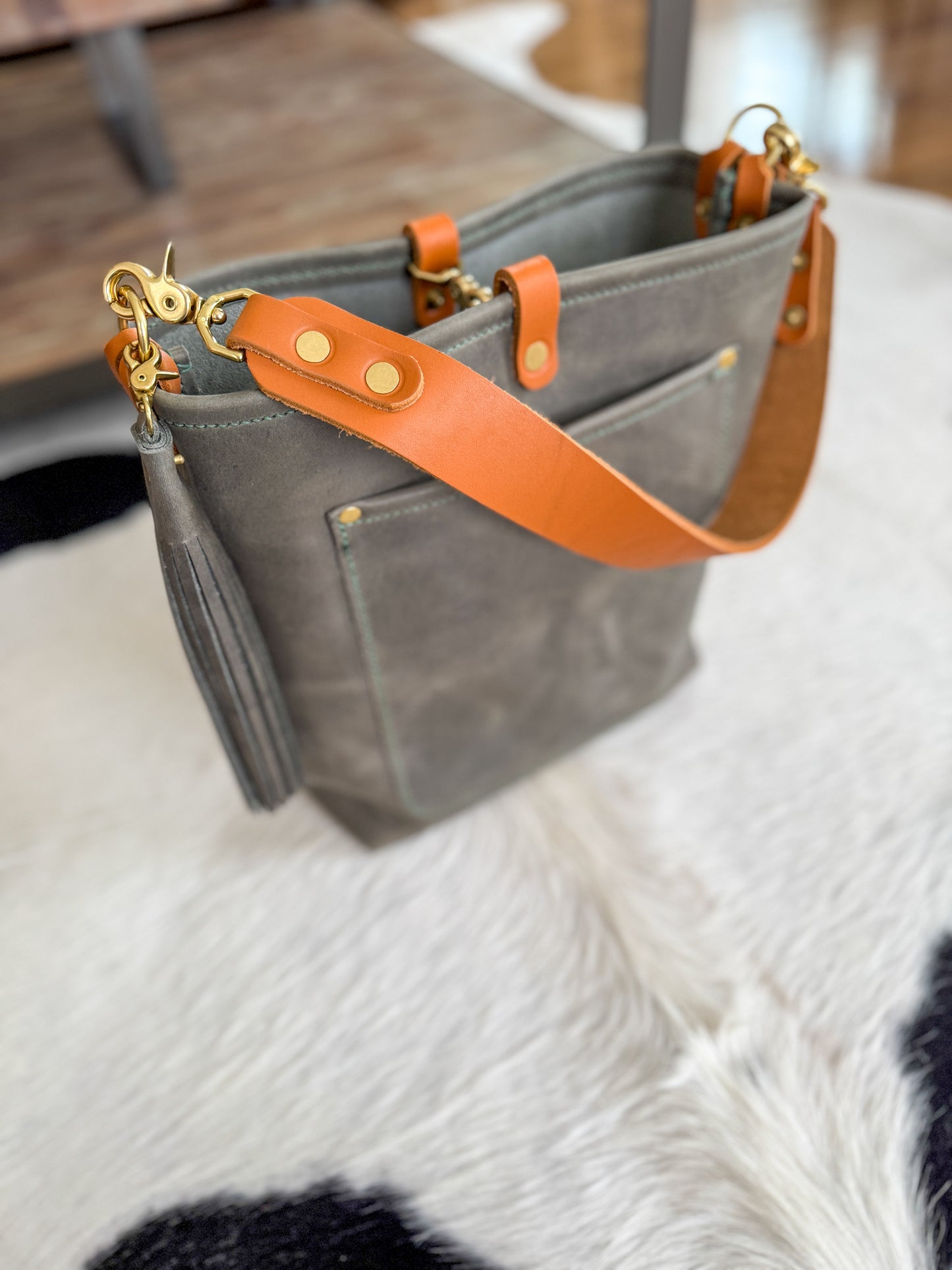 Bennett Bucket in Seagrass Derby Horween