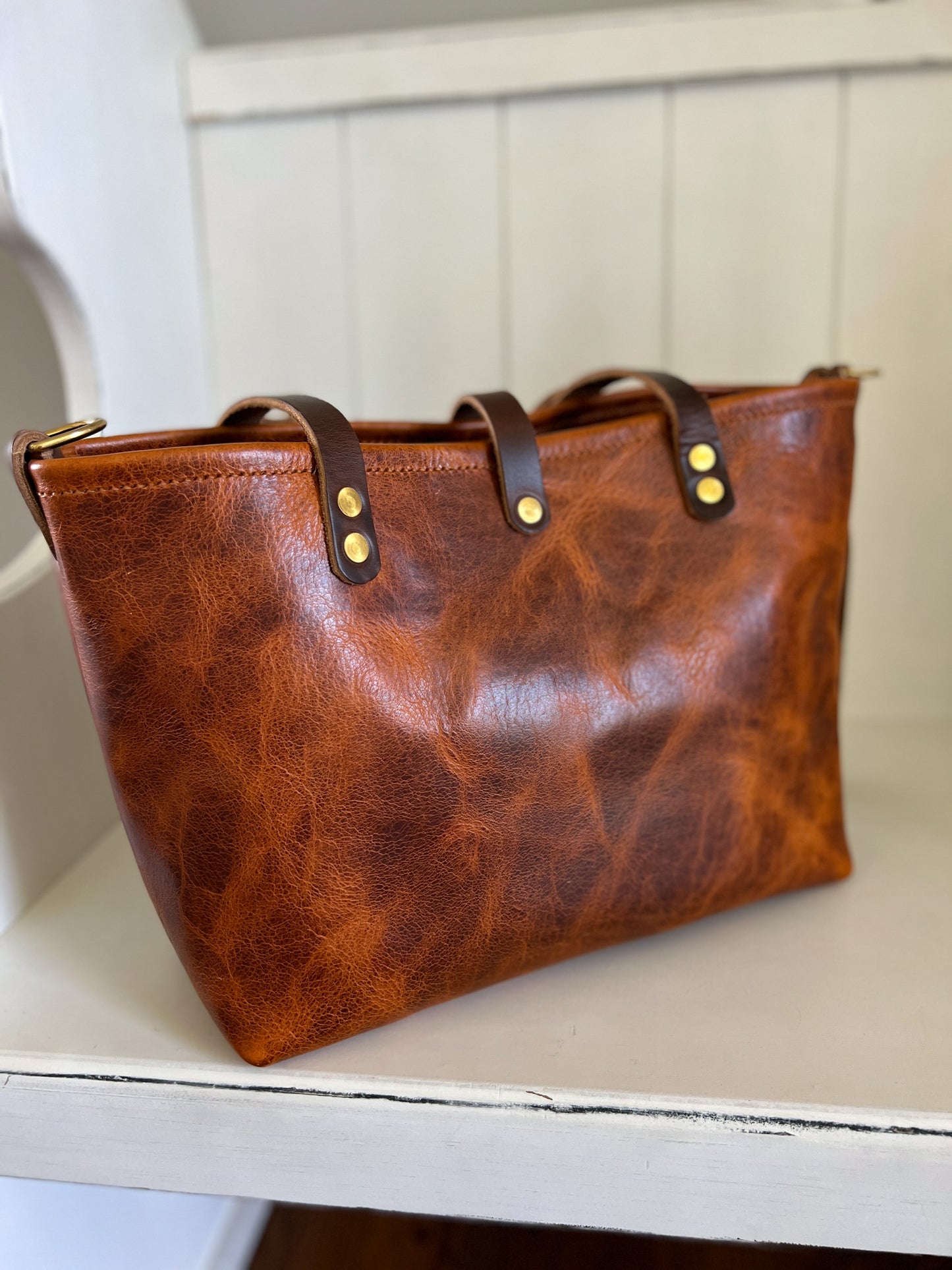 East-West Tote in Maple Glazed Bison