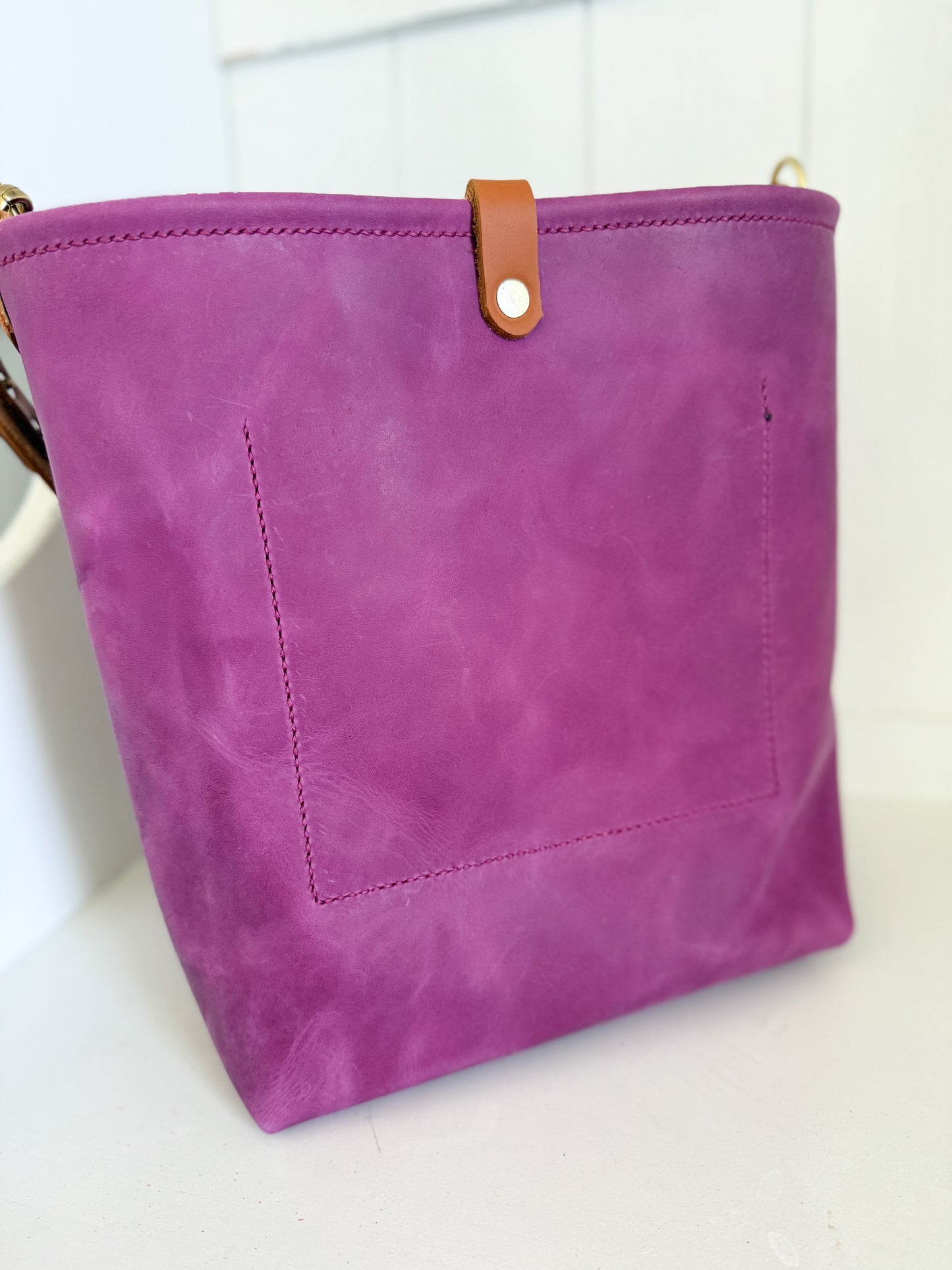 Bennett Bucket in Electric Pink Full Grain Leather