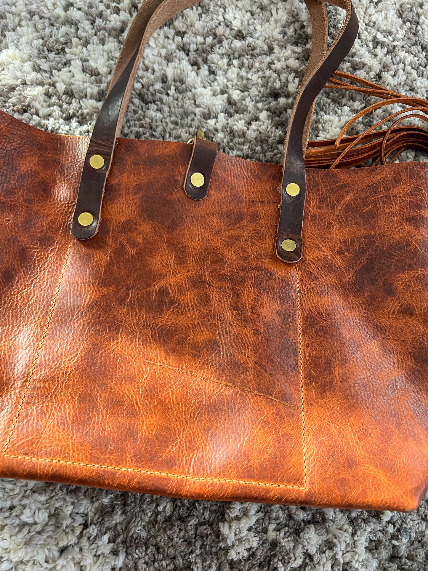 East-West Tote in Full Grain Hot Coals Leather