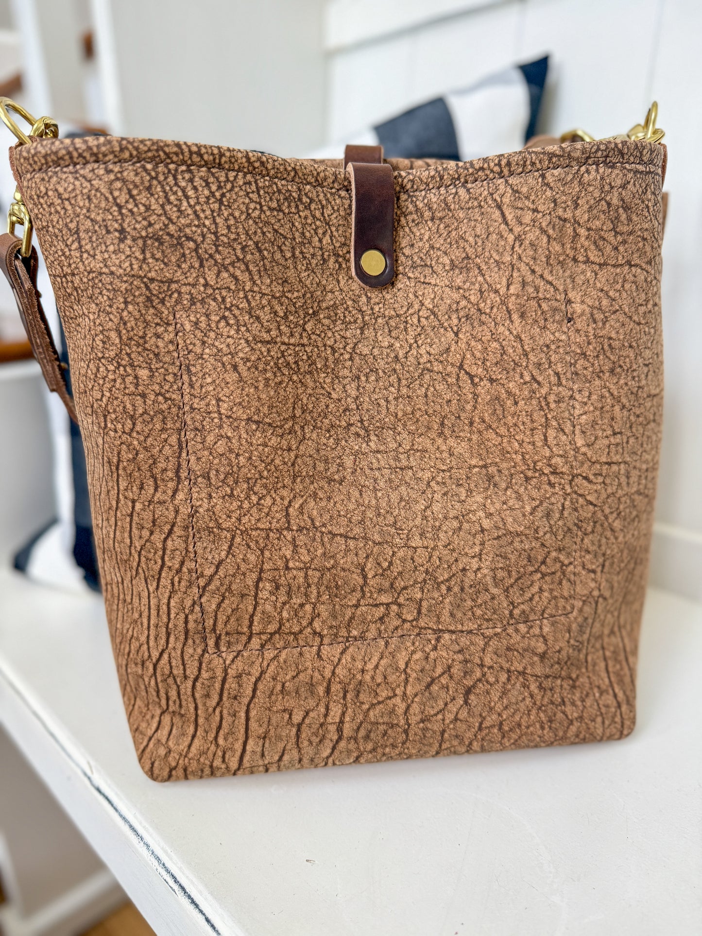 Bennett Bucket in Riverstone Full Grain Bison