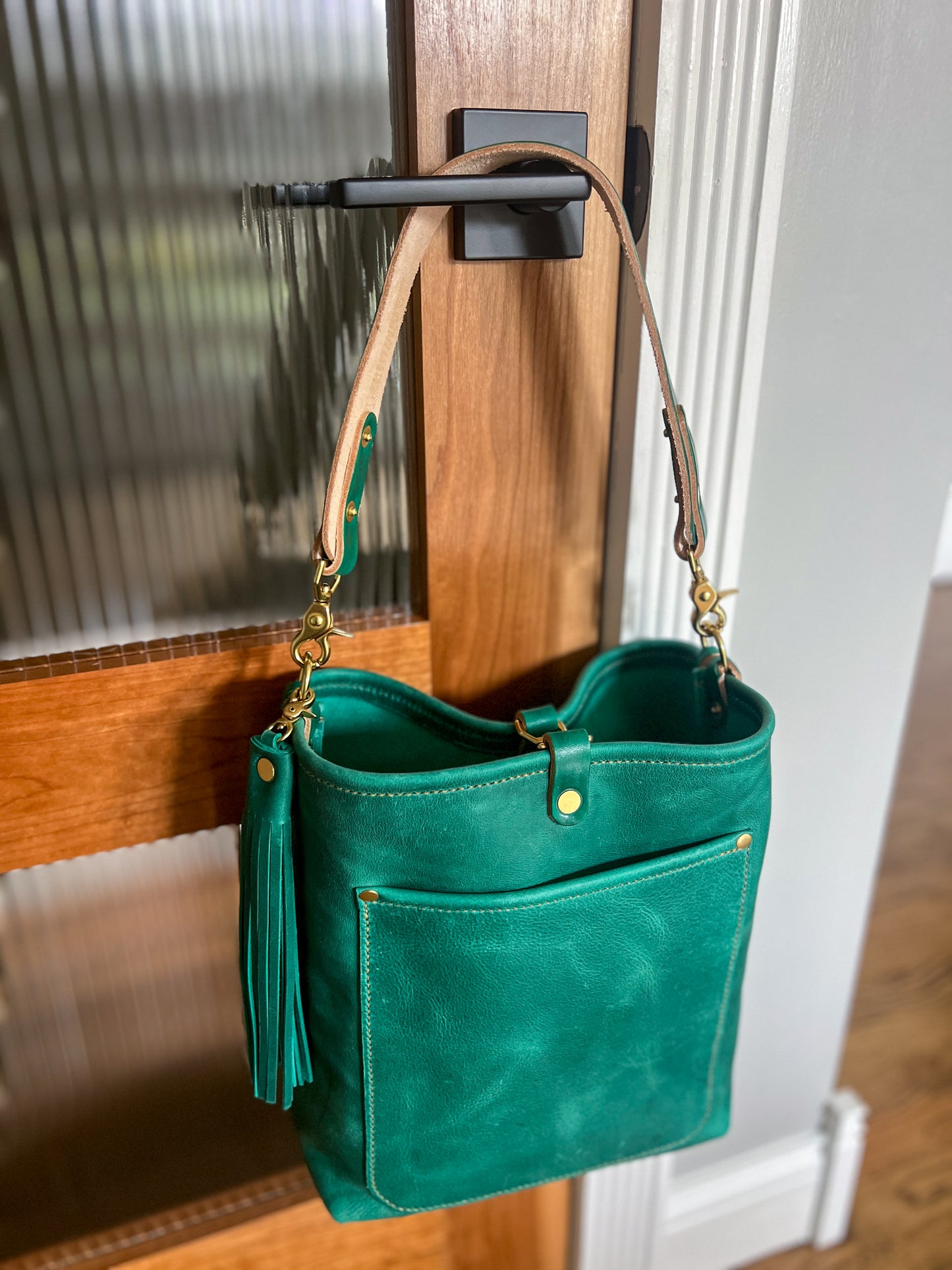 Bennett Bucket in Teal Full Grain Leather