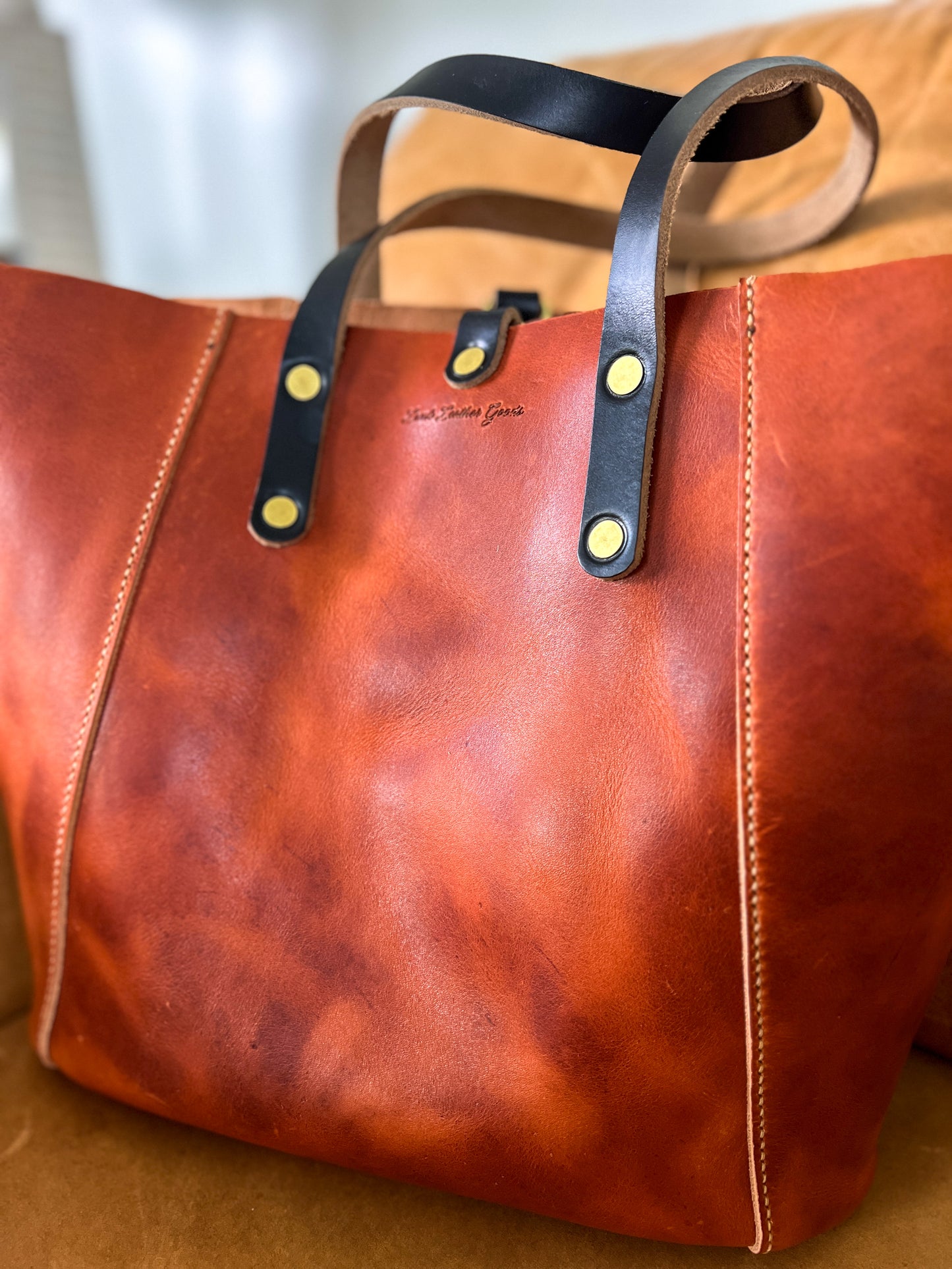 Large Shopper Tote in Horween English Tan Derby Leather