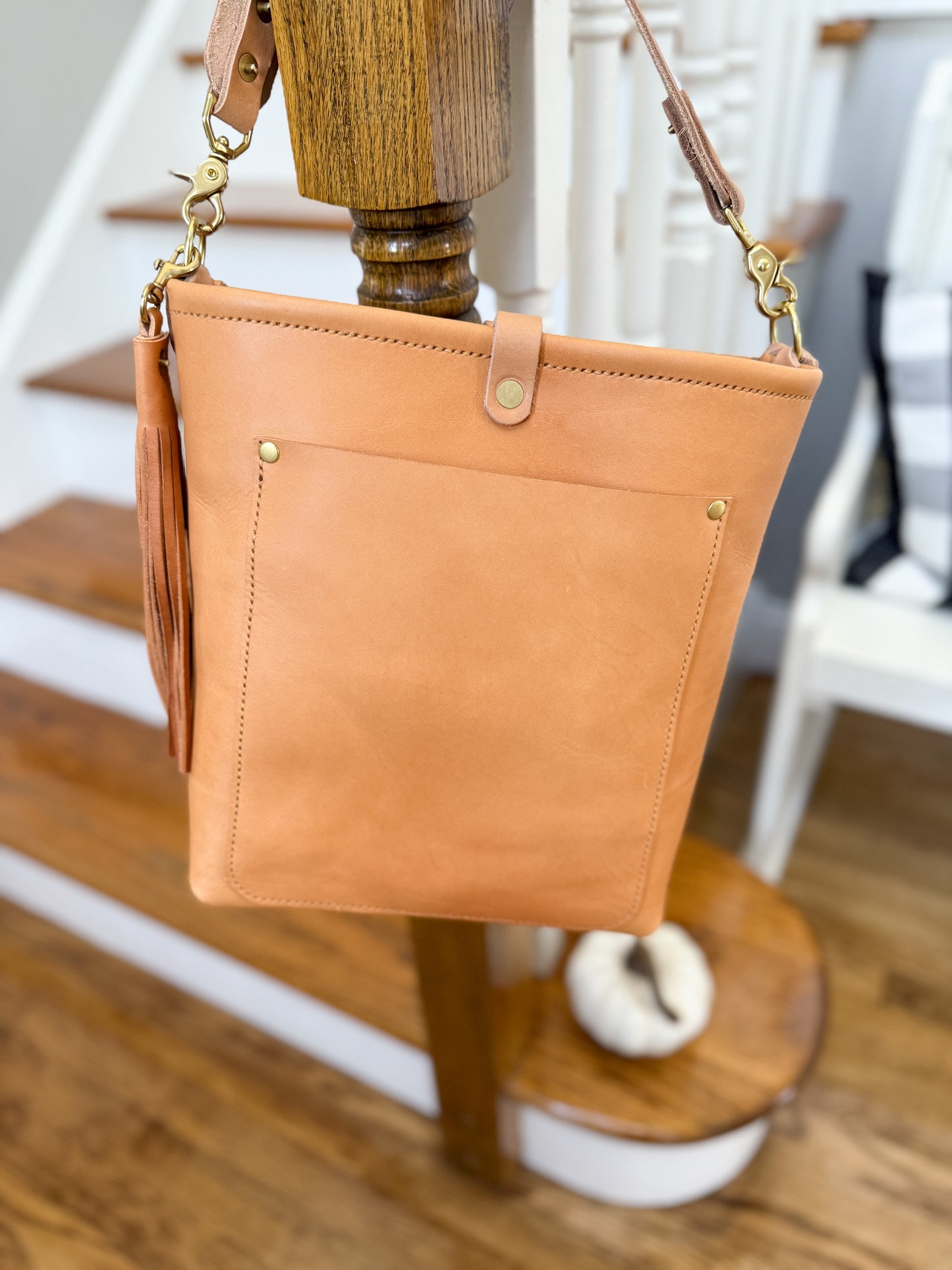Bennett Bucket in Natural Vachetta (non-milled)