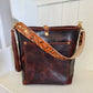 Bennett Bucket in Coffee Full Grain Bison Leather w/Dyed Strap