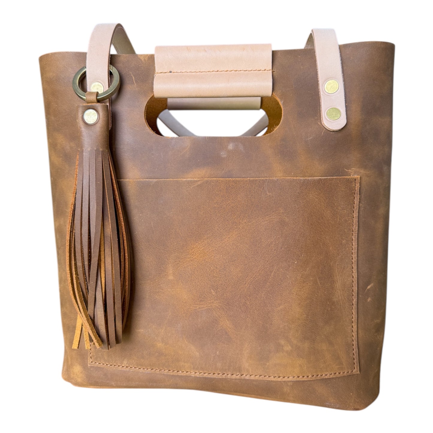 Utility Tote in Tobacco and Vachetta Leather