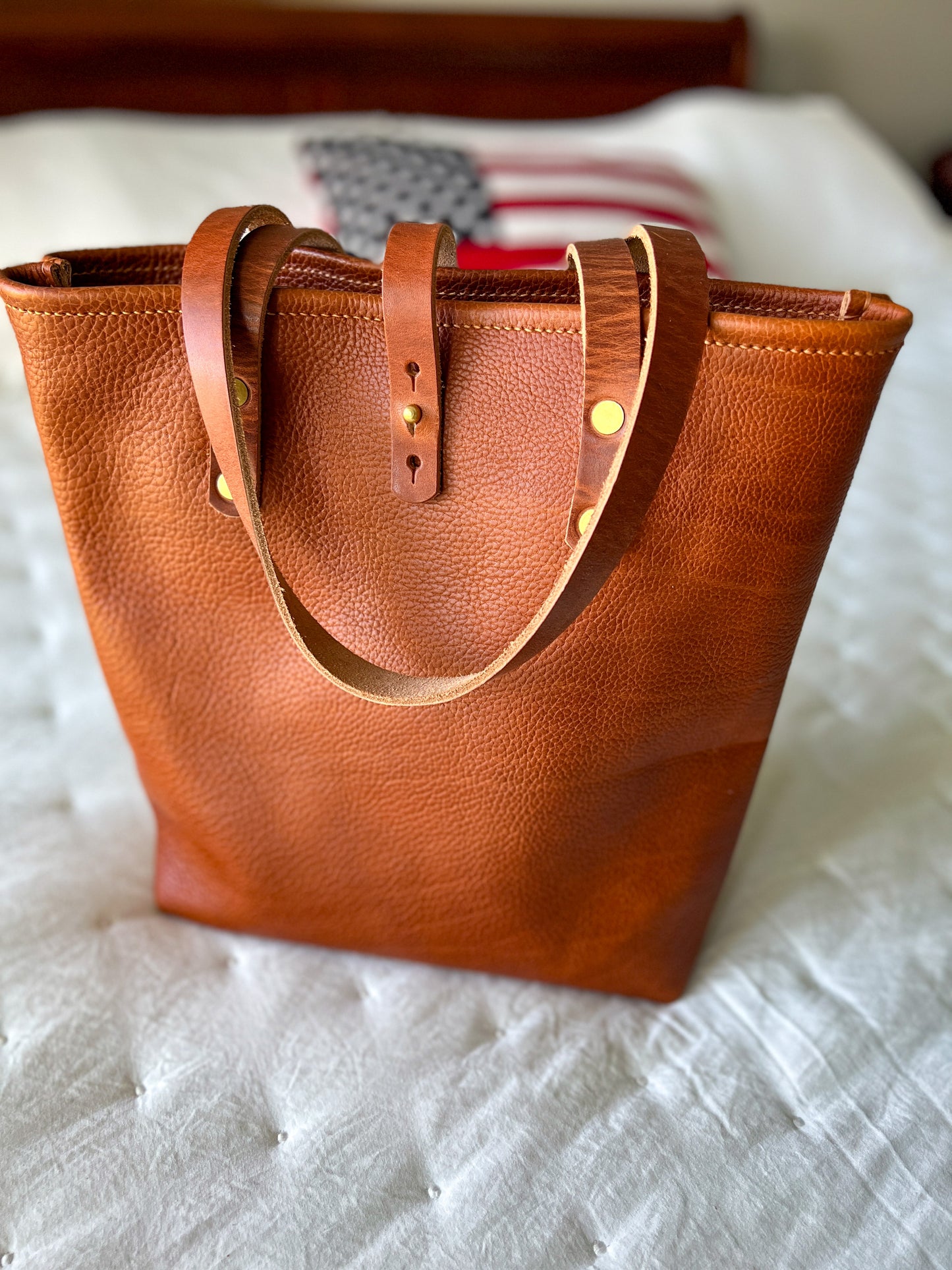 Tall Tote in Horween Montana Cognac