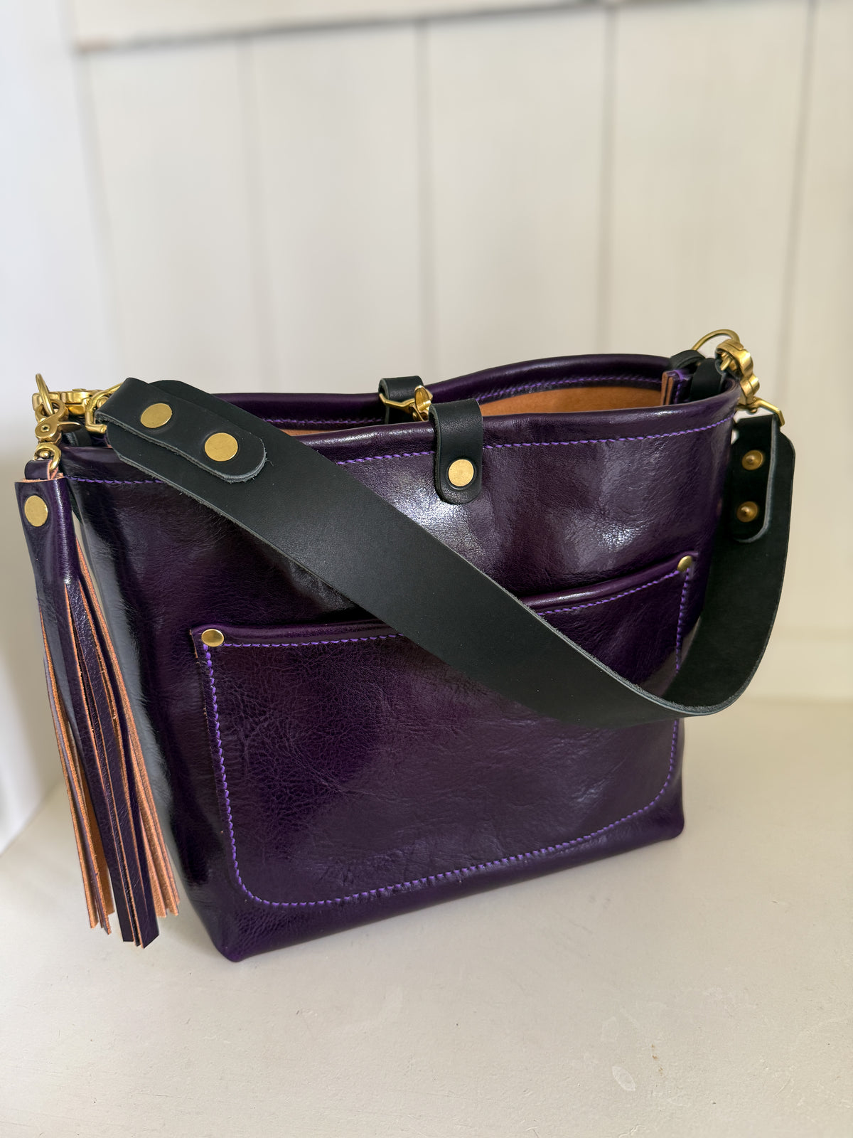 Bennett “shorty” Bucket in Eggplant Cuoio Italian Leather