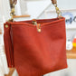 Hobo Bucket in Brick Full Grain Bison w/Candy Strap