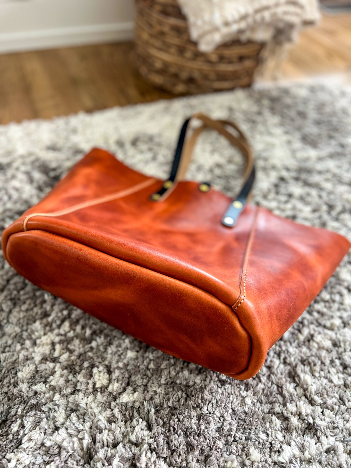 Large Shopper Tote in Horween English Tan Derby Leather