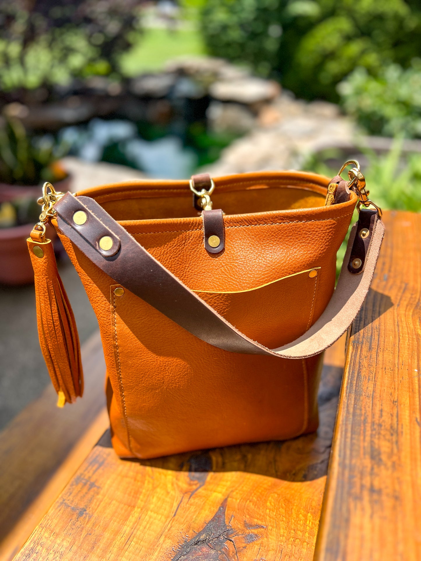 Bennett Bucket in Golden Honey Full Grain Leather