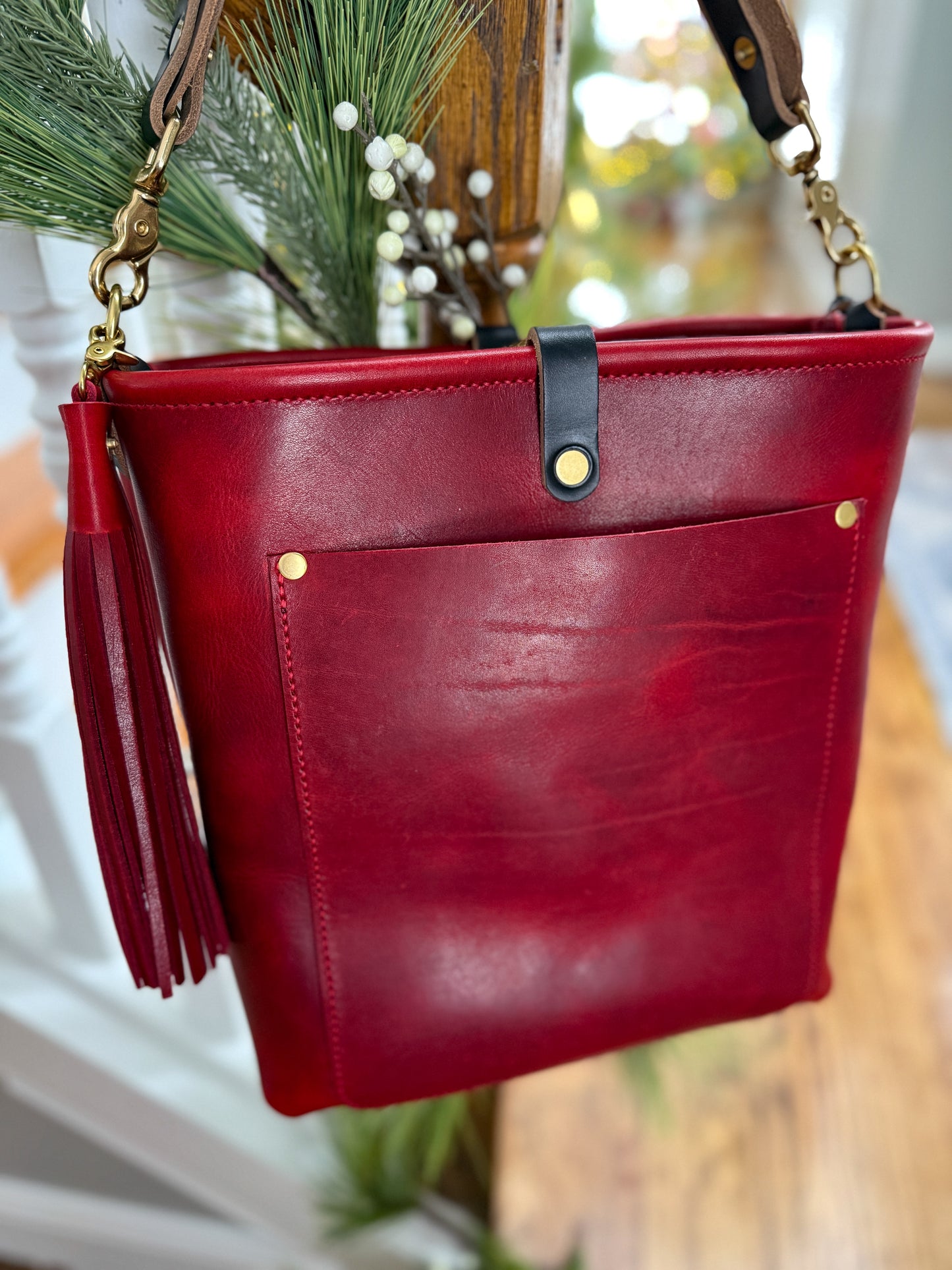Bennett Bucket in Red Persian Horween Cypress Leather