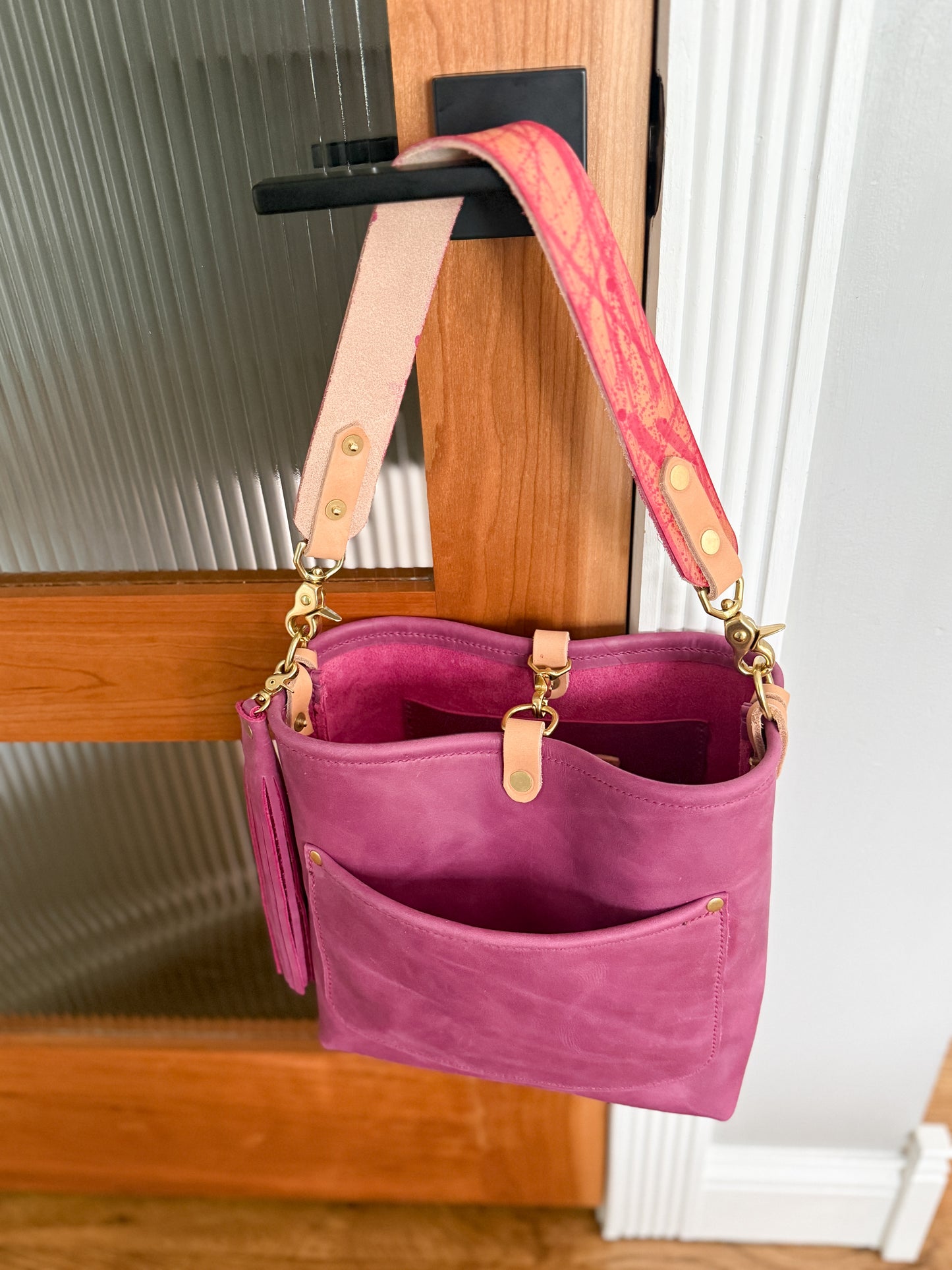 Bennett “shorty” Bucket in Electric Pink Full Grain Leather