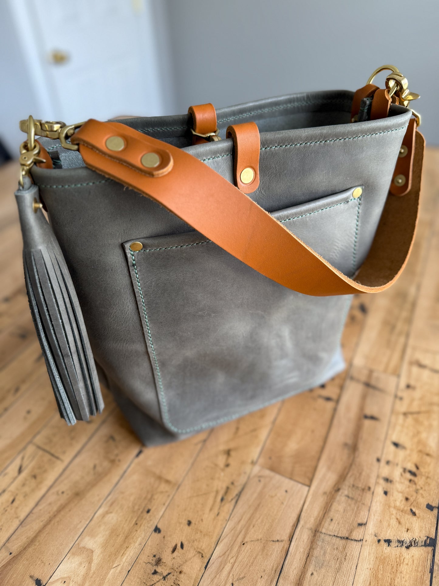 Bennett Bucket in Seagrass Derby Horween