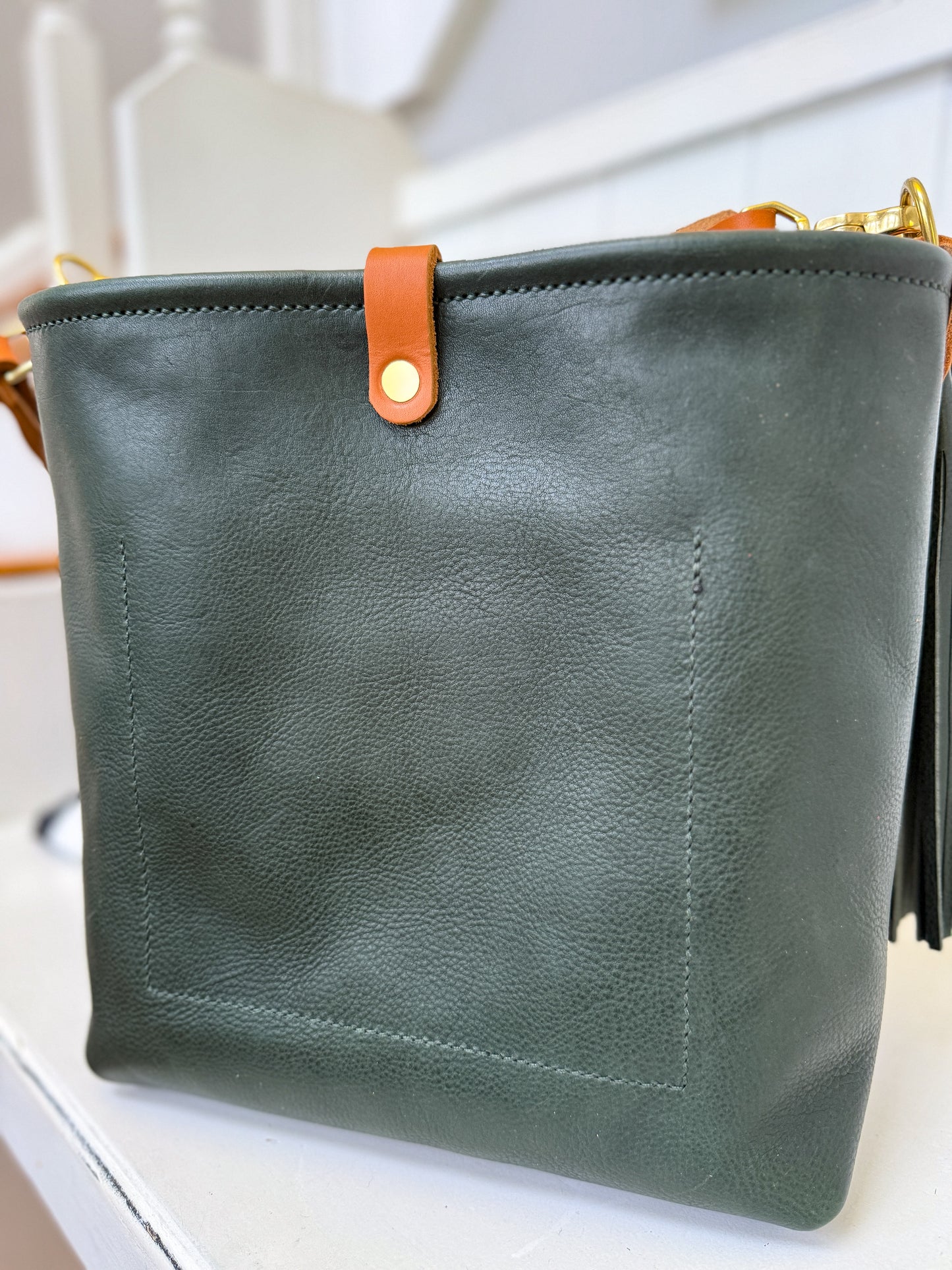 Hobo Bucket in Evergreen Vachetta