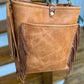 Western Bennett Bucket in Horween Natural Derby w/fringe and Candy Strap