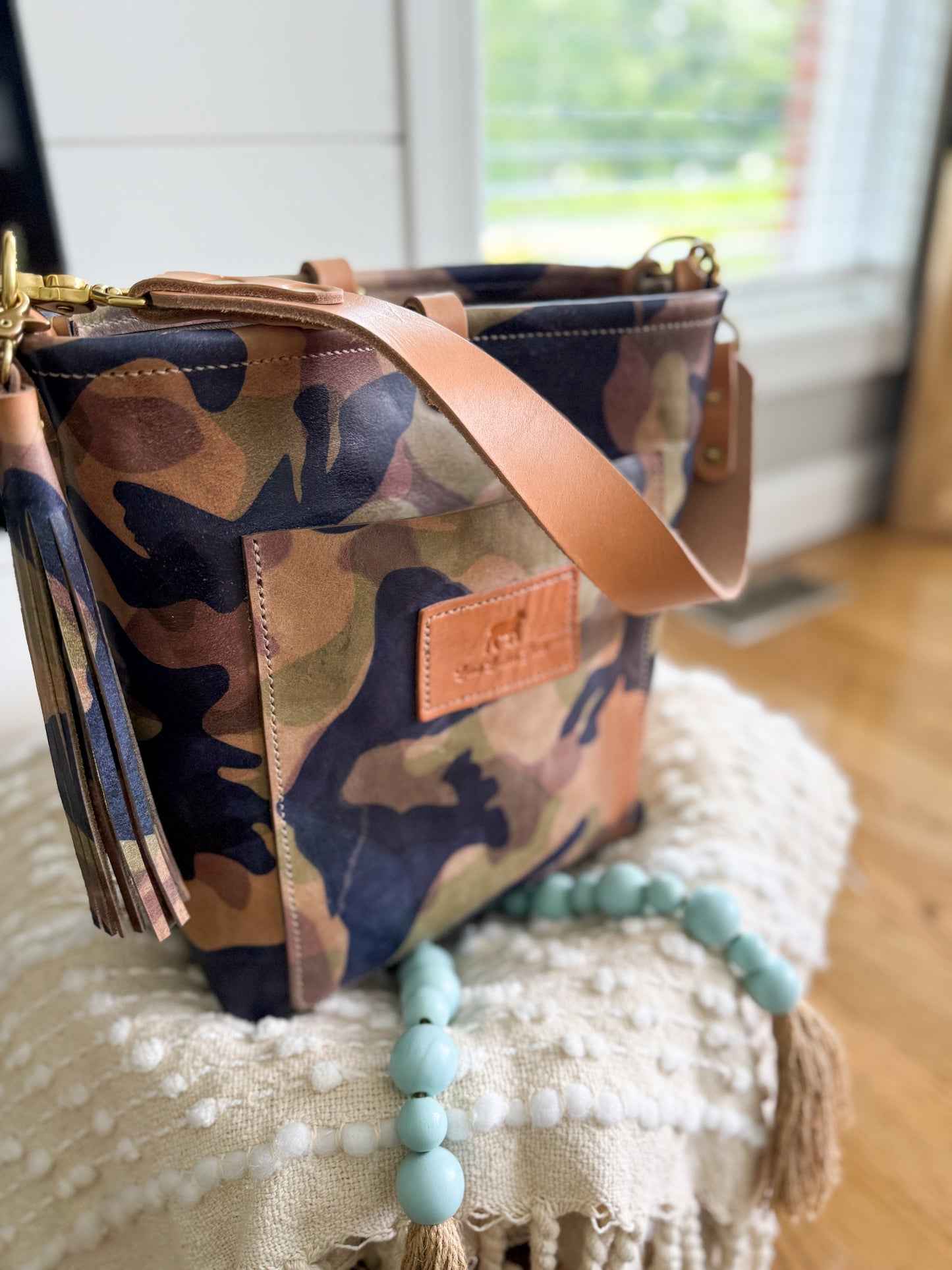 Bennett Bucket in Full Grain Camo Vegetable Tanned Leather