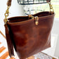 Hobo Bucket in Horween Brown Nut Dublin w/Candy Strap