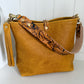 Hobo Bucket in Goldenrod Full Grain Bison w/Candy Strap