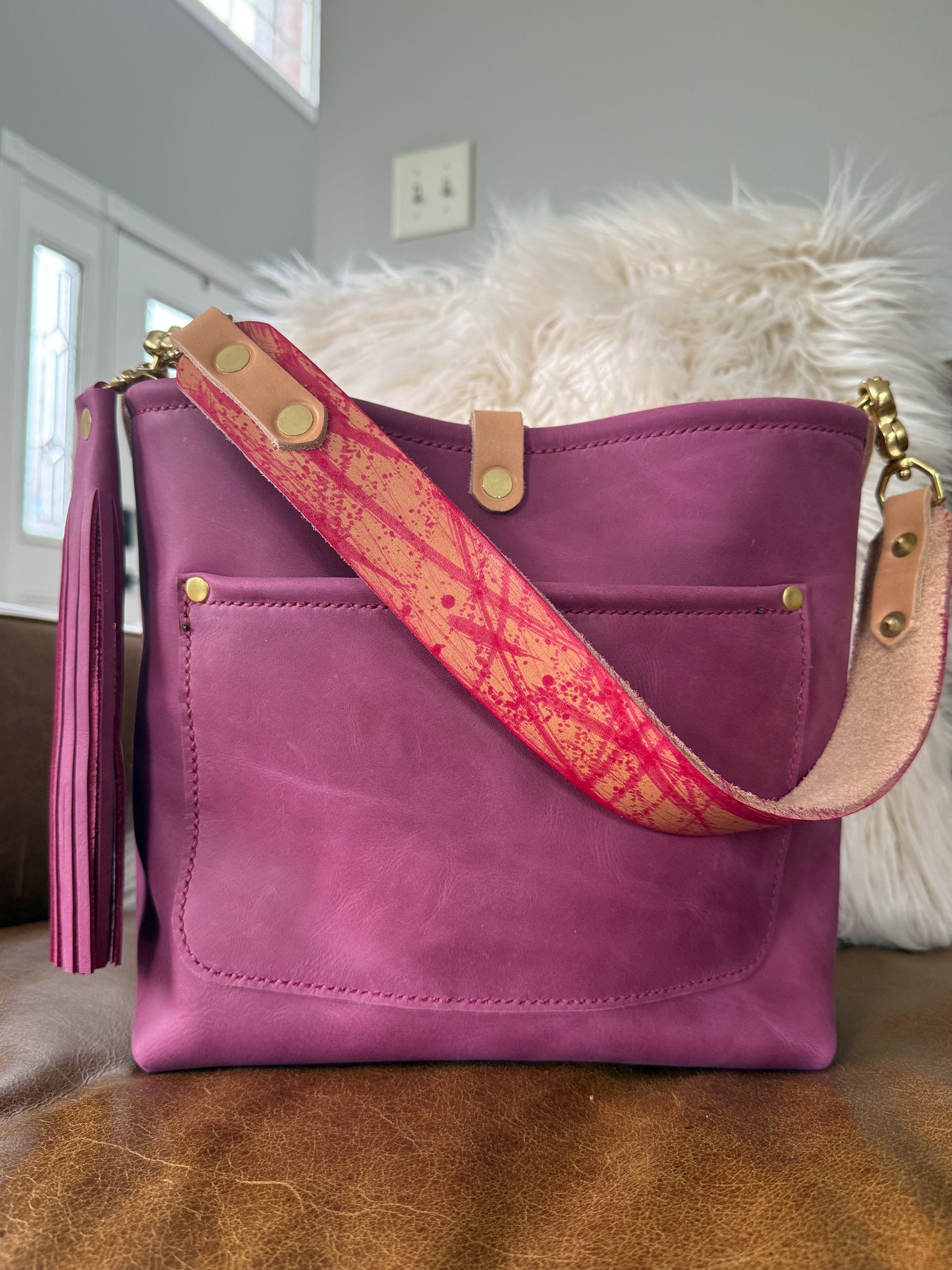 Bennett “shorty” Bucket in Electric Pink Full Grain Leather