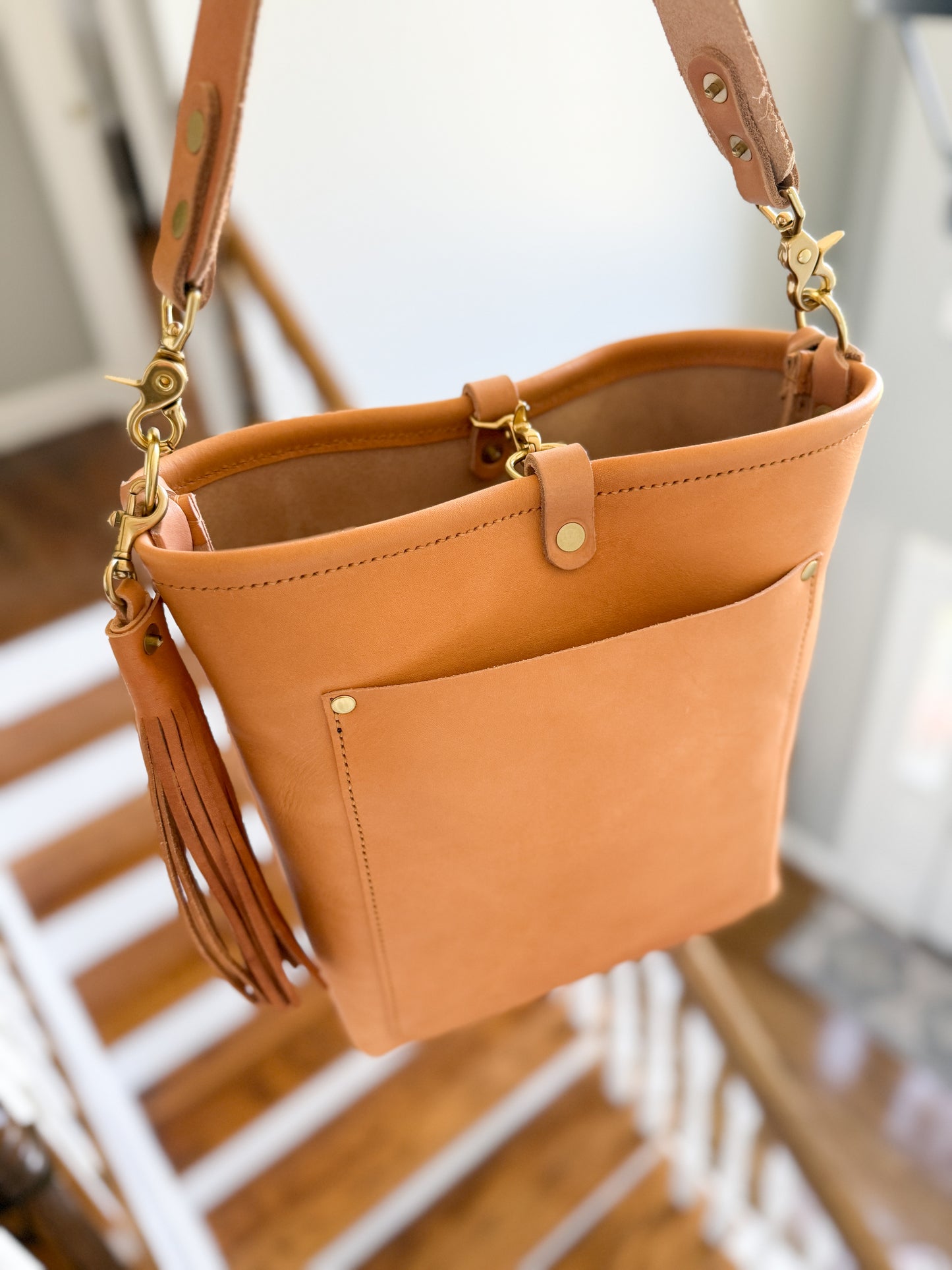Bennett Bucket in Natural Vachetta (non-milled)