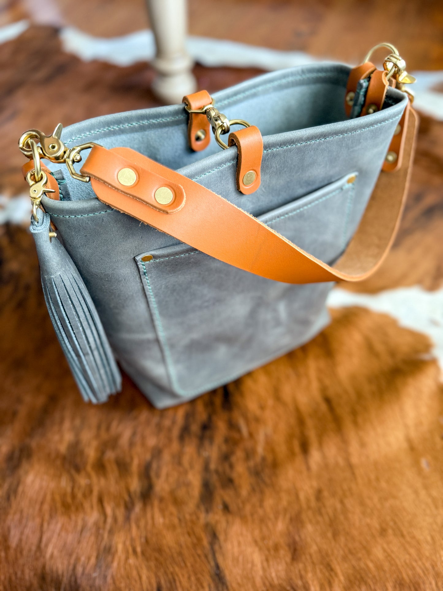 Bennett Bucket in Seagrass Derby Horween