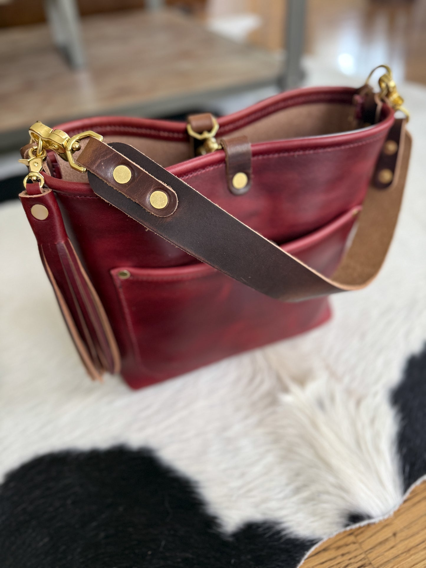 *See Description* Bennett “shorty” Bucket in Burgundy Chromexcel Horween